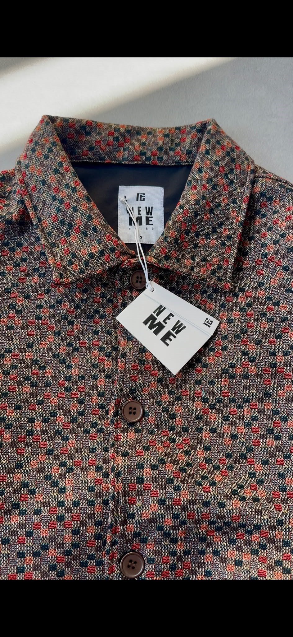 retro etnik desenli owersize mont