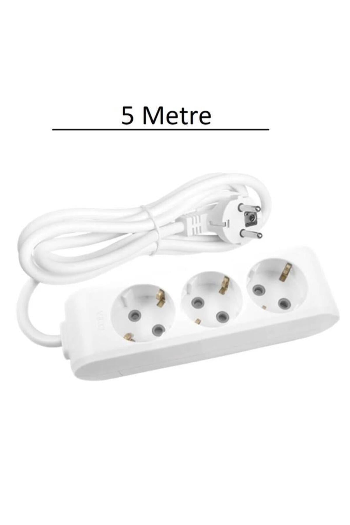 3 Lü Topraklı Uzatma Kablosu Grup Priz 5 Metre
