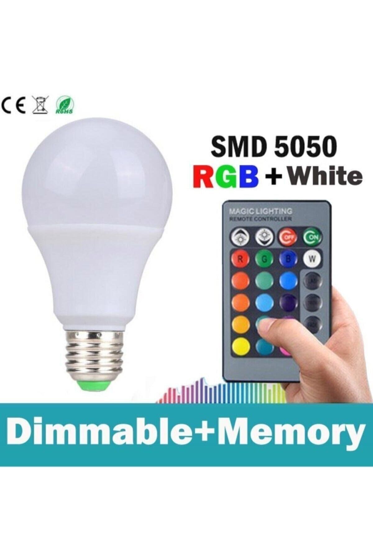 Home Uzaktan Kumandalı Renk Değiştiren Ampul Rgb 9w Beyaz Dahil 16 Renkli