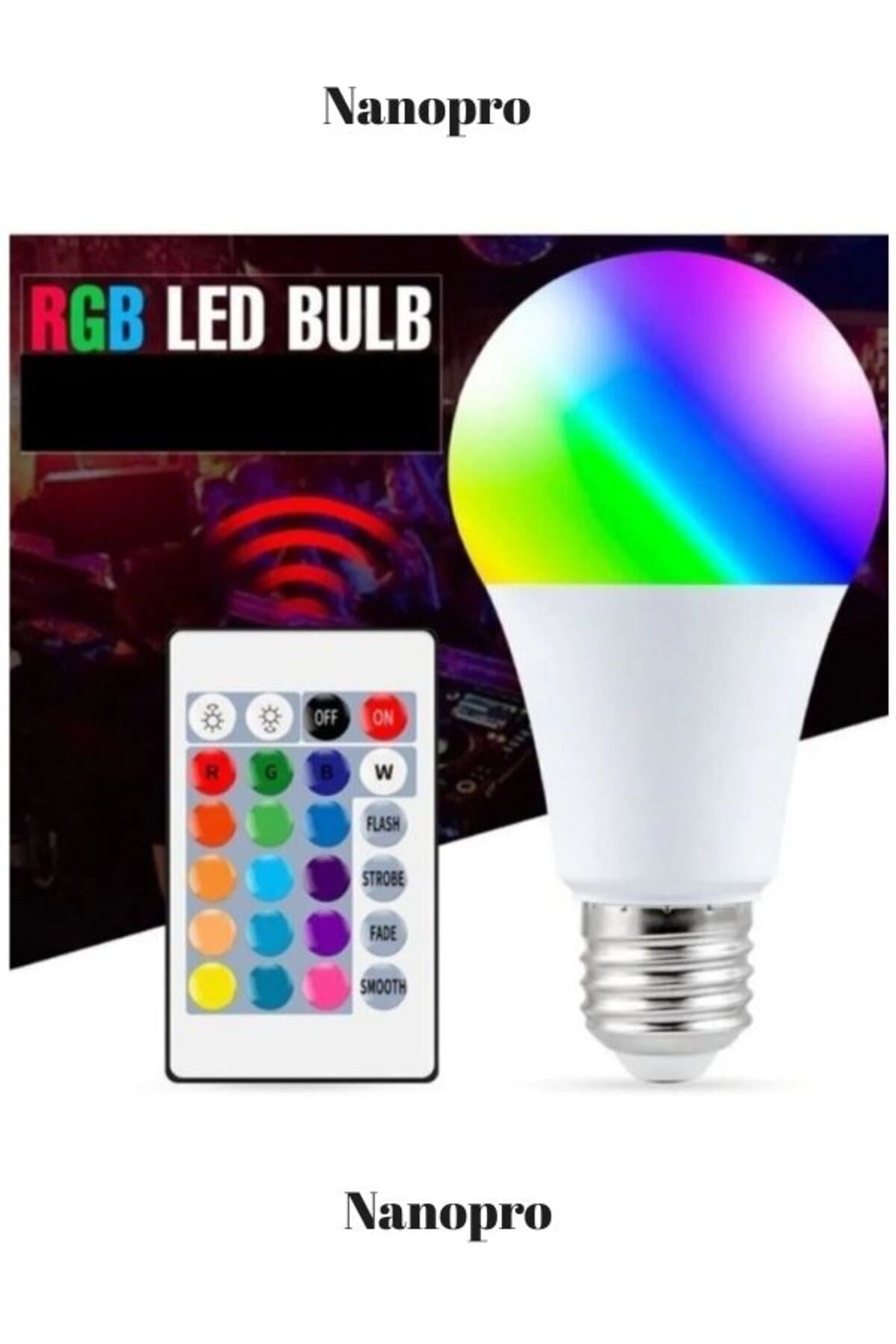 Home Uzaktan Kumandalı Renk Değiştiren Ampul Rgb 9w Beyaz Dahil 16 Renkli