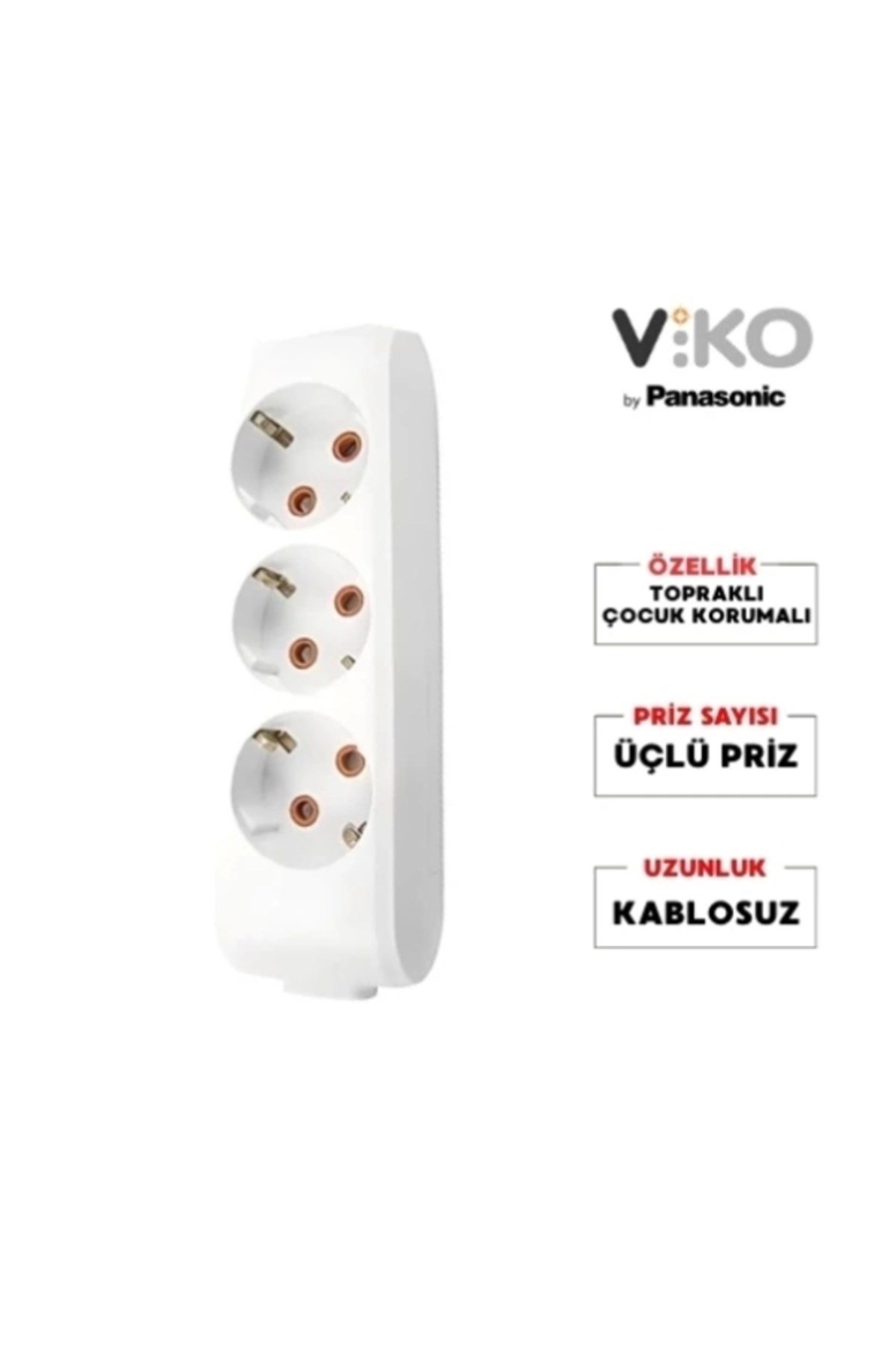 Multilet BEYAZ Üçlü Grup Priz Topraklı Klemensli (3lü Kablosuz)
