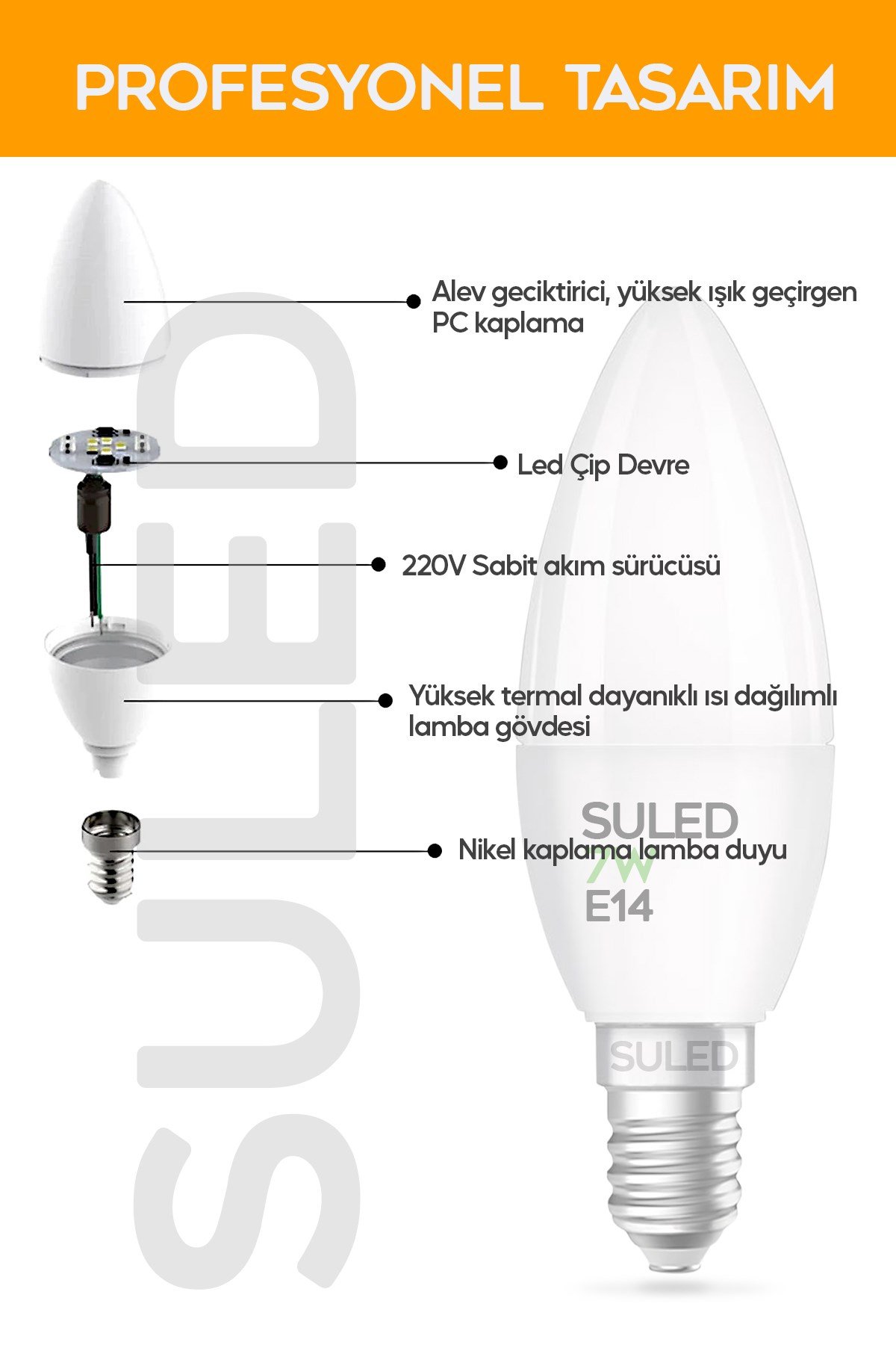 Sl-1023 Grafen Beyaz Işıklı 10 Adet Mum Buji Ampul Avize Abajur Lambası Ince Duylu Lamba E14 Duy