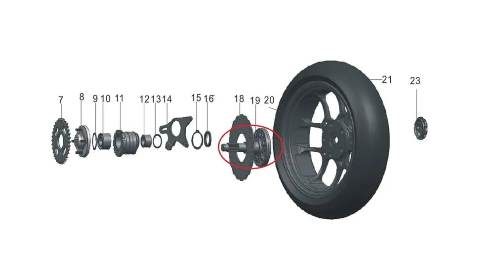 REGAL RAPTOR PİLDER 125 ARKA TEKER MİLİ