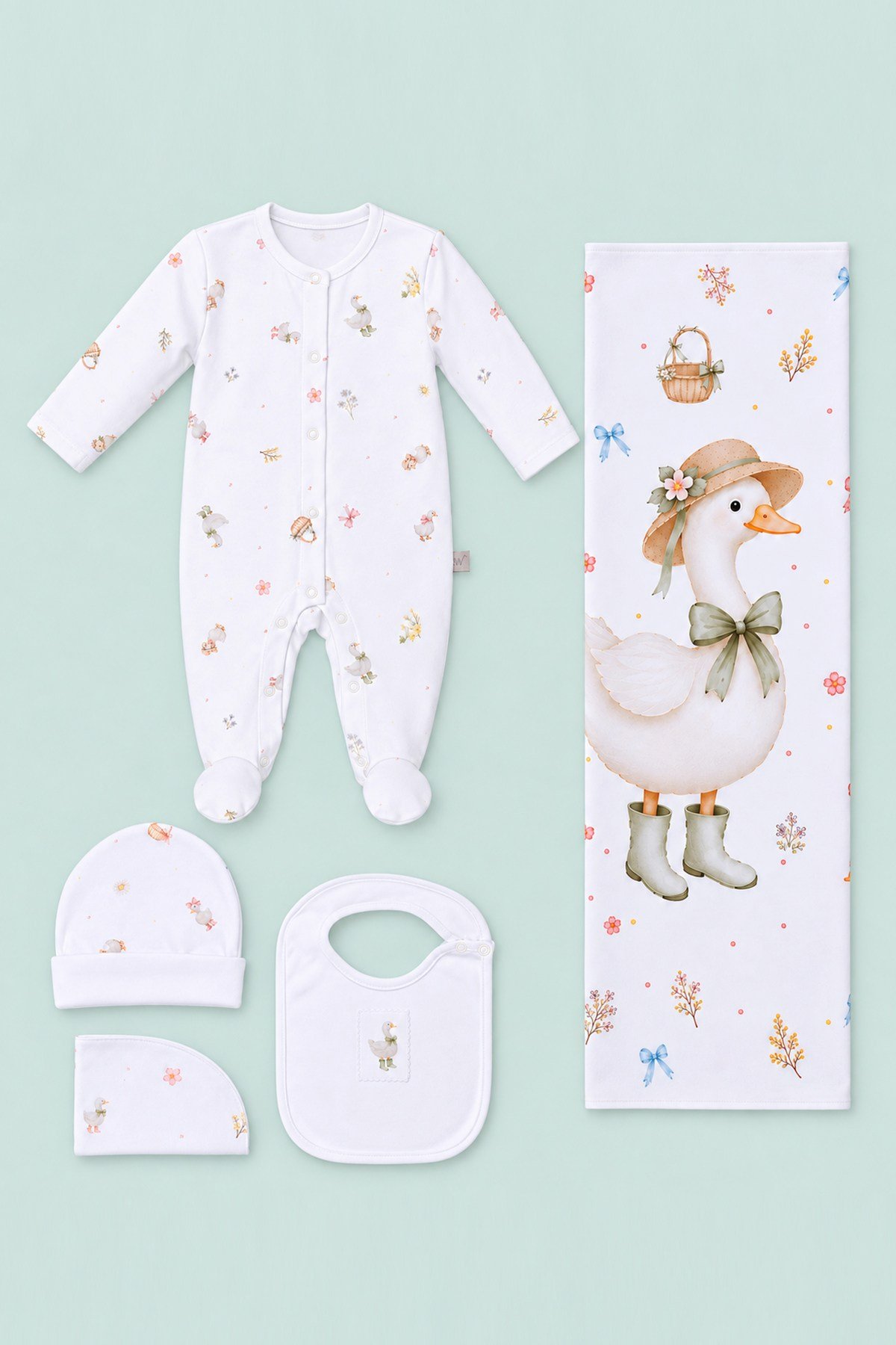 Exclusive Çizmeli Ördek  5'li Kız Tulum Set