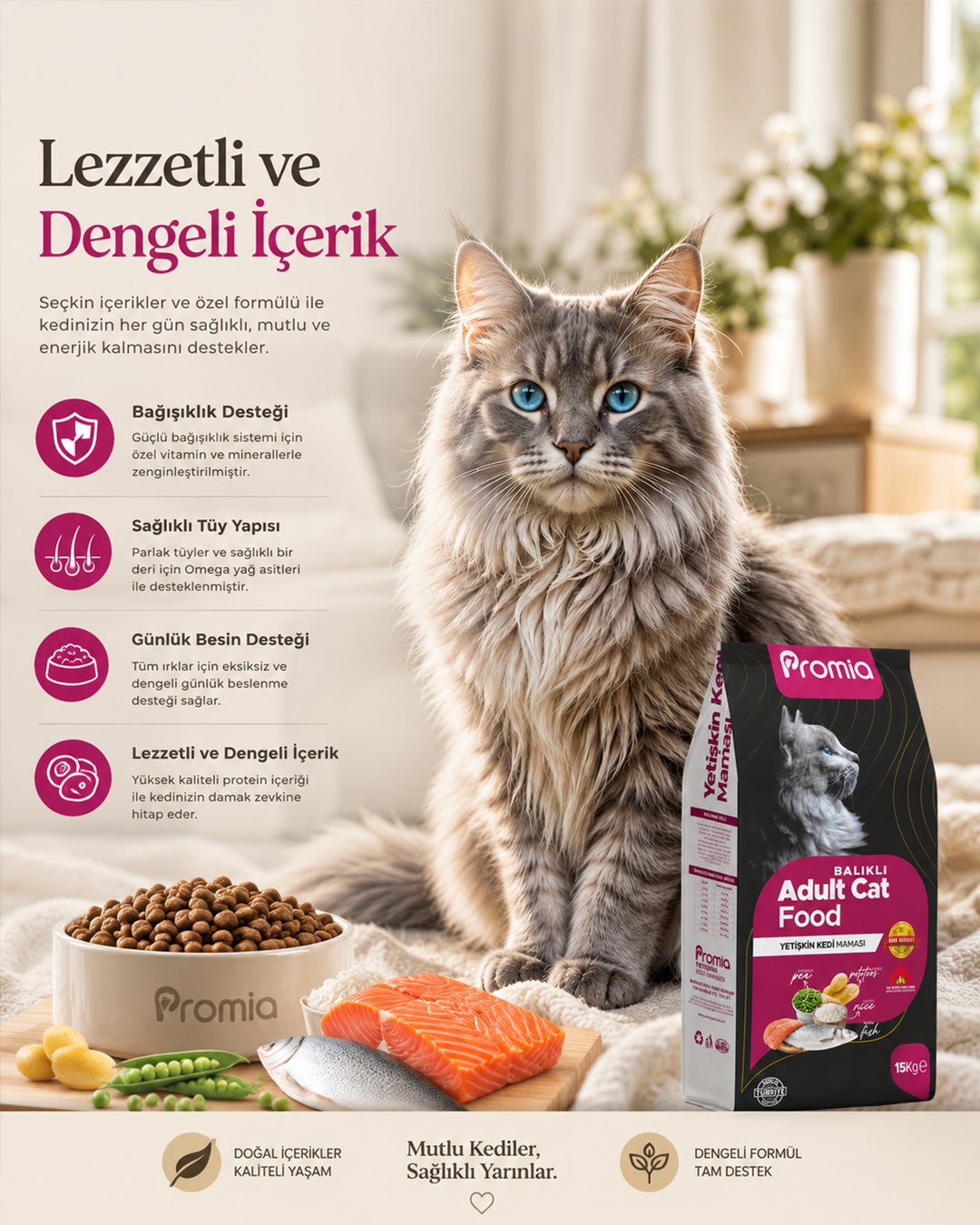 Promia Balıklı Kısırlaştırılmış Yetişkin Kedi Maması & Adult Cat 15kg
