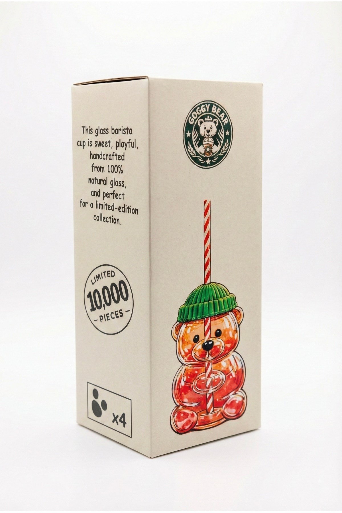 - Cam Ayıcık Figürlü İçecek Bardağı - 500 ml