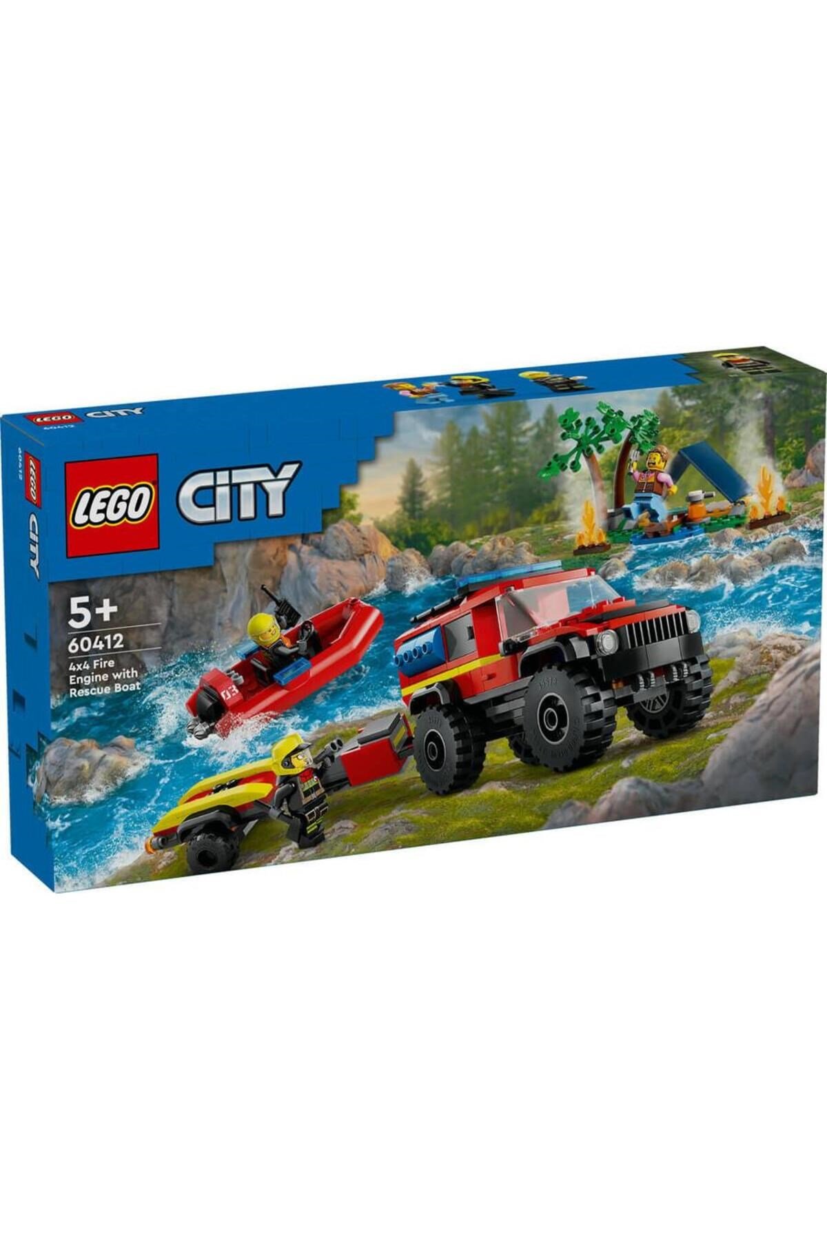® City 4x4 Kurtarma Botlu İtfaiye Kamyonu 60412 - 5+ Yaratıcı Oyuncak Yapım Seti (301Parça)