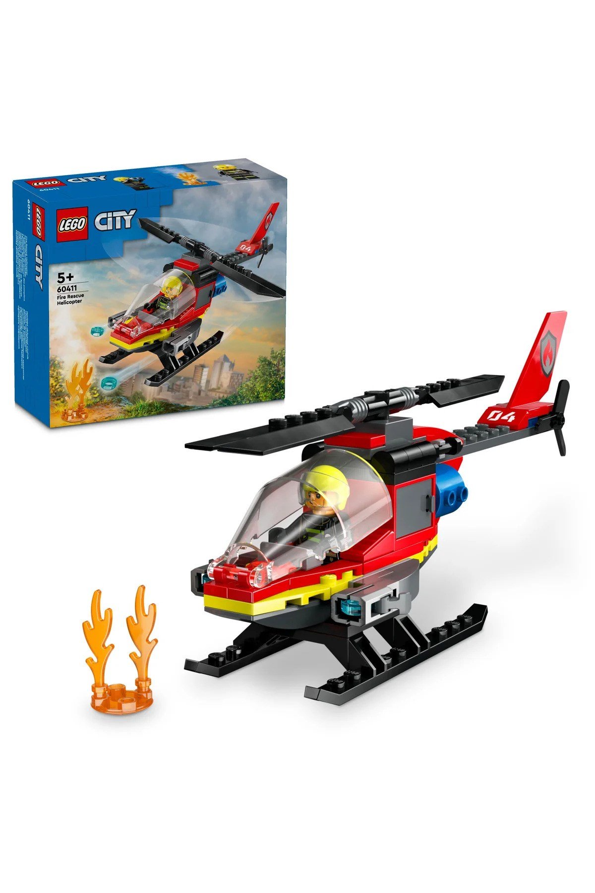 ® City İtfaiye Kurtarma Helikopteri 60411 - 5+ Çocuklar için Yaratıcı Oyuncak Yapım Seti (85 P)