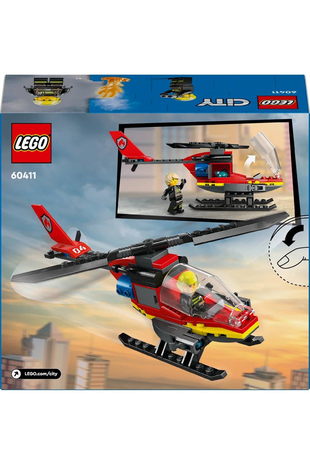 ® City İtfaiye Kurtarma Helikopteri 60411 - 5+ Çocuklar için Yaratıcı Oyuncak Yapım Seti (85 P)