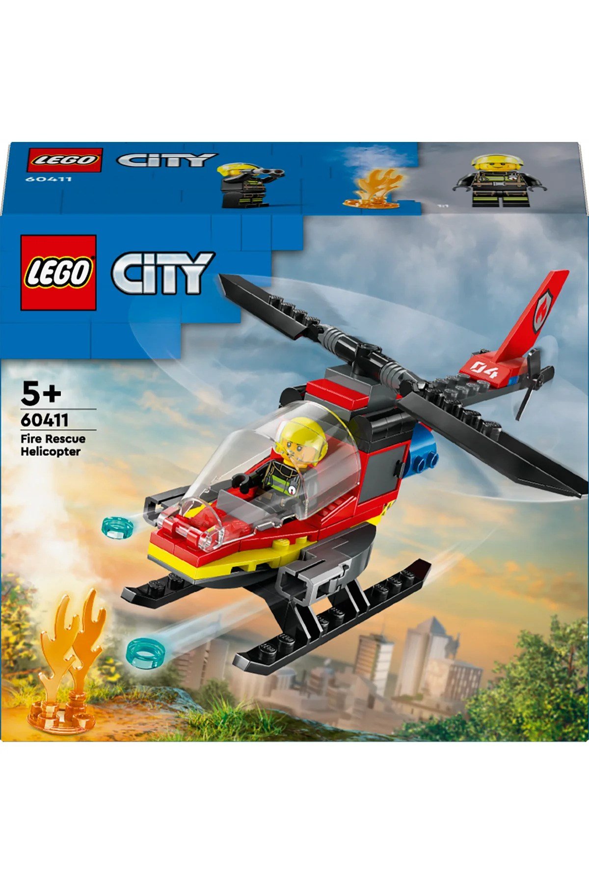 ® City İtfaiye Kurtarma Helikopteri 60411 - 5+ Çocuklar için Yaratıcı Oyuncak Yapım Seti (85 P)