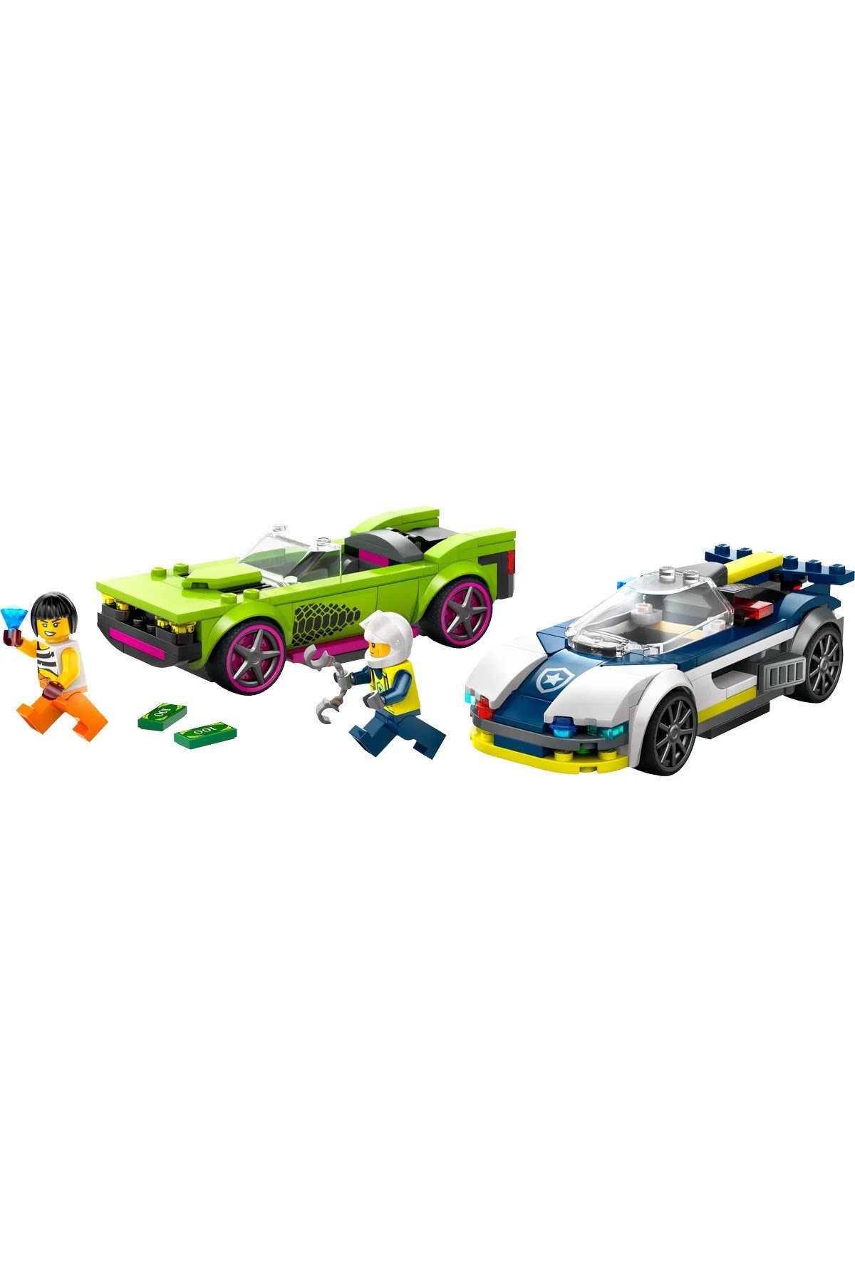 ® City Polis Arabası ve Spor Araba Takibi 60415- 6+ Çocuklar için Yaratıcı Oyuncak Yapım Seti (213P)