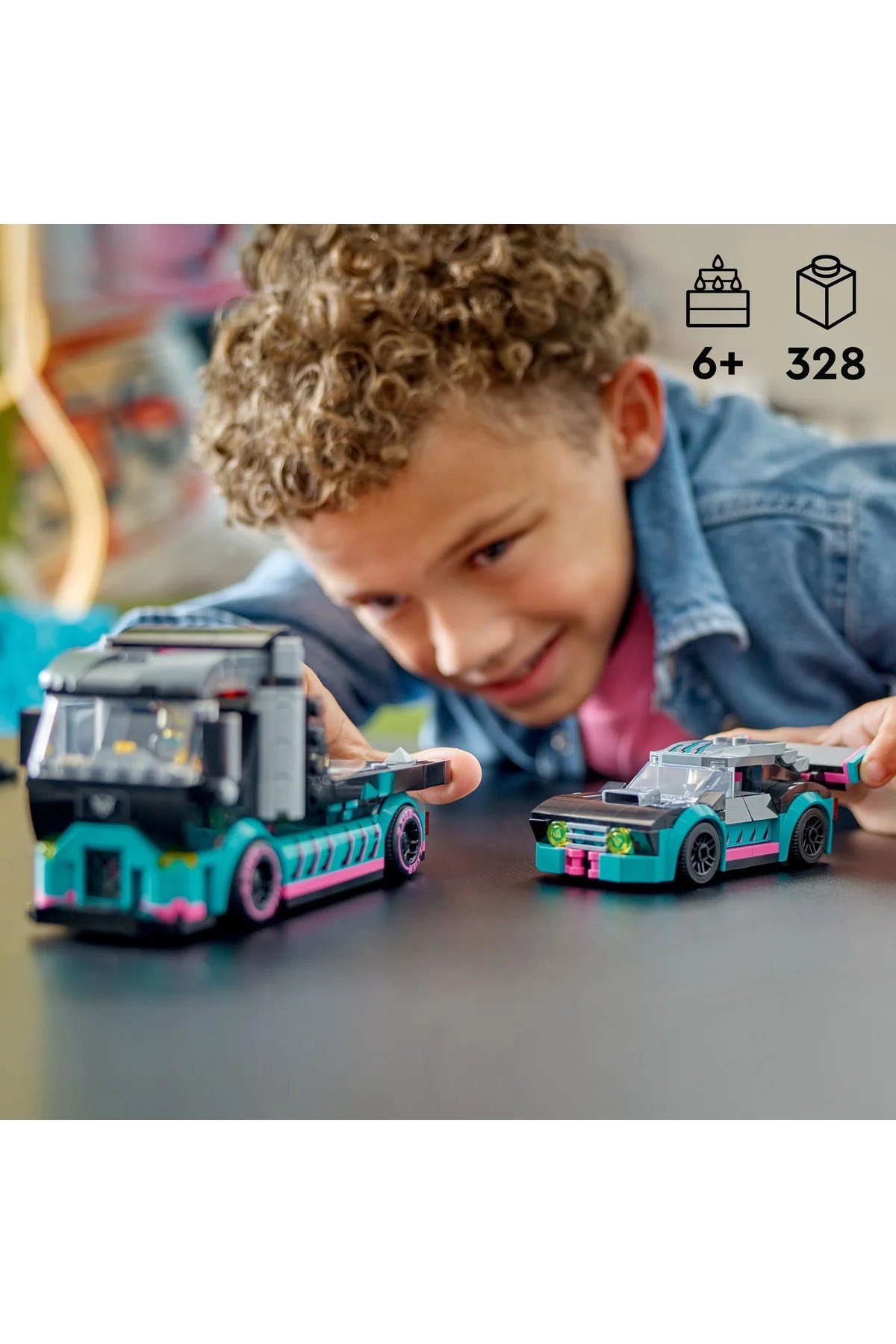 ® City Yarış Arabası ve Araba Taşıyıcı Kamyon 60406 - 6+ Yaratıcı Oyuncak Yapım Seti (328P)