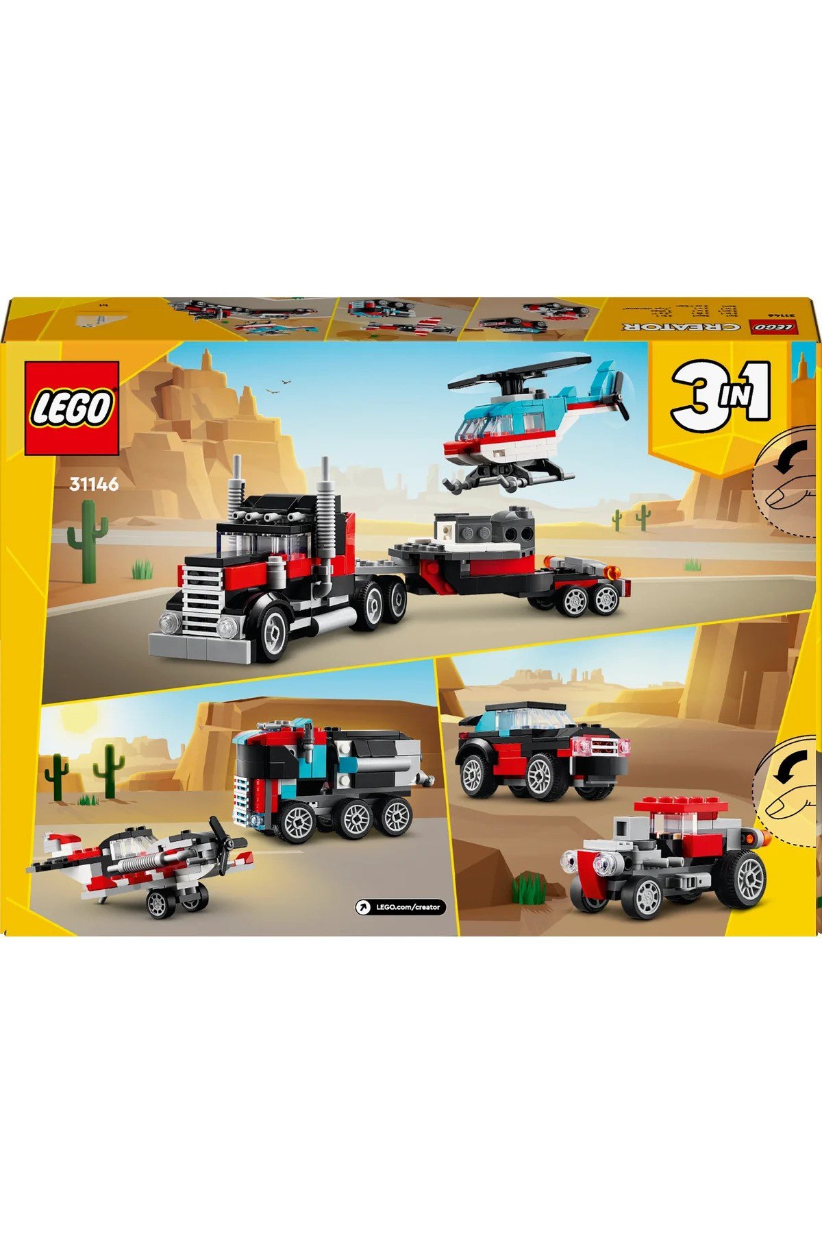 ® Creator 3'ü 1 Arada Helikopterli Açık Kasa Kamyon 31146 - 7+ Yaratıcı Oyuncak Yapım Seti (270P)