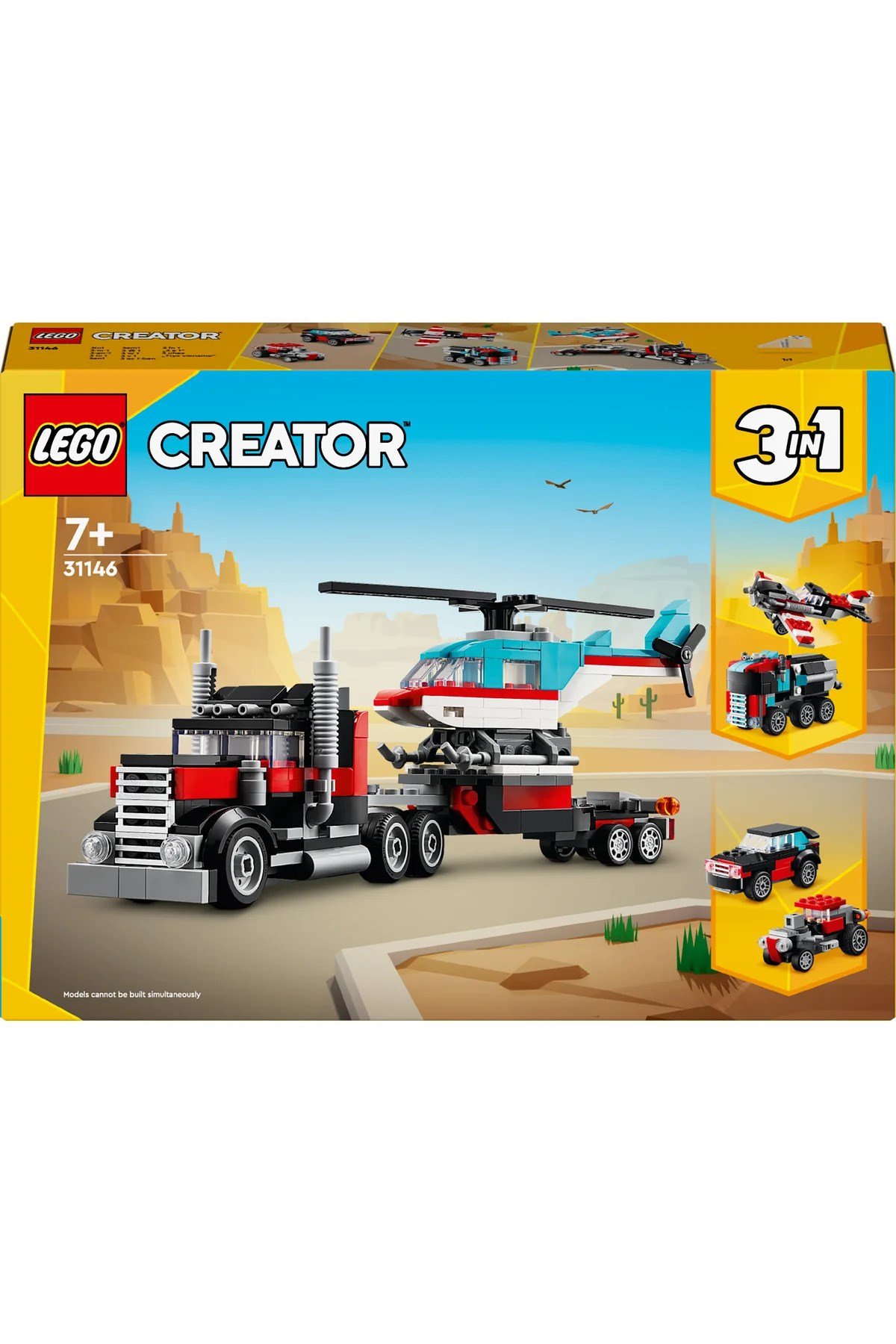 ® Creator 3'ü 1 Arada Helikopterli Açık Kasa Kamyon 31146 - 7+ Yaratıcı Oyuncak Yapım Seti (270P)