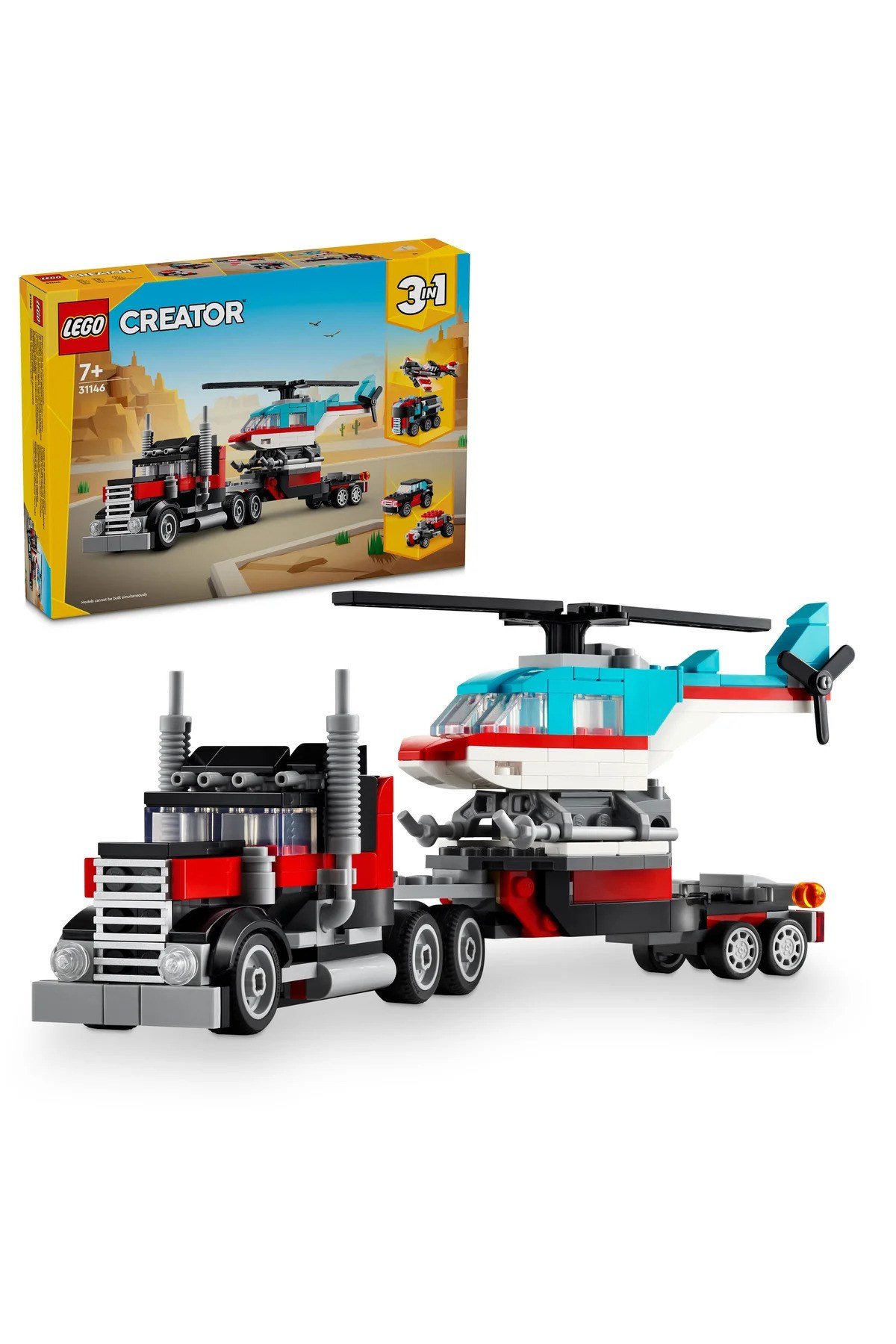 ® Creator 3'ü 1 Arada Helikopterli Açık Kasa Kamyon 31146 - 7+ Yaratıcı Oyuncak Yapım Seti (270P)