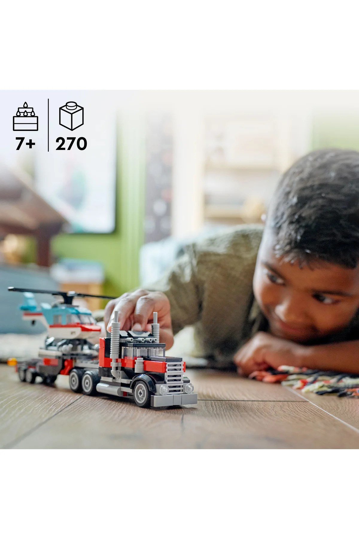 ® Creator 3'ü 1 Arada Helikopterli Açık Kasa Kamyon 31146 - 7+ Yaratıcı Oyuncak Yapım Seti (270P)