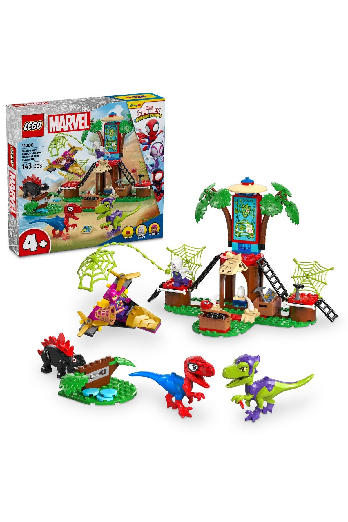 ® Marvel Ağaç Ev Karargahında Spidey ve Gobby'nin Raptor Savaşı 11200 - 4+ Oyuncak Seti (143P)