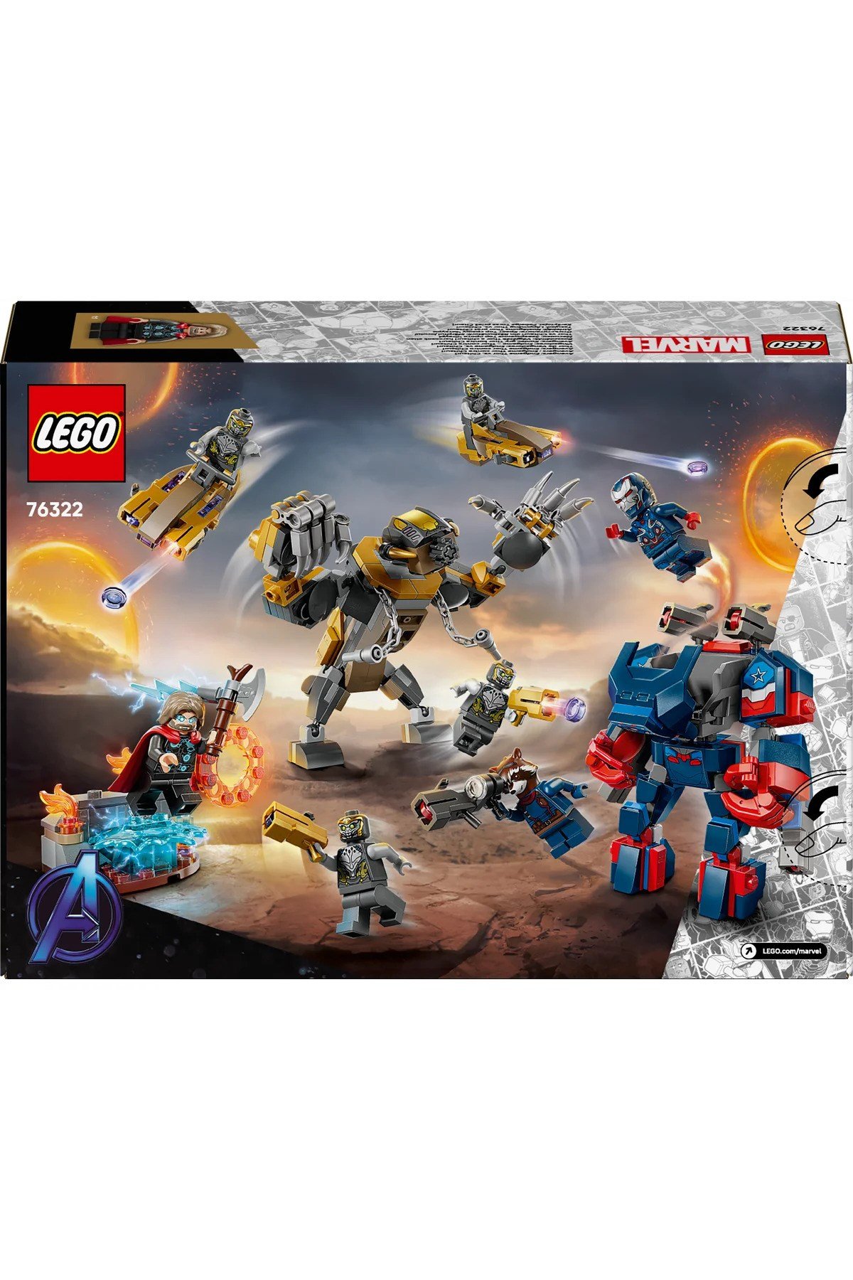 ® ǀ Marvel Avengers: Endgame Thor, Chitauri'ye Karşı 76322 – 8+ Çocuklar için Oyuncak Seti (373p)