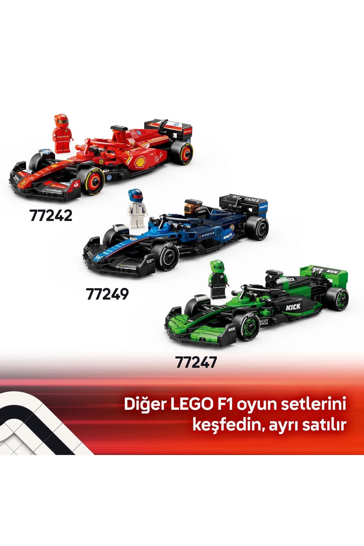 ® Speed Champions KICK Sauber F1® Team C44 Yarış Arabası 77247- 10+ Oyuncak Yapım Seti (259P)