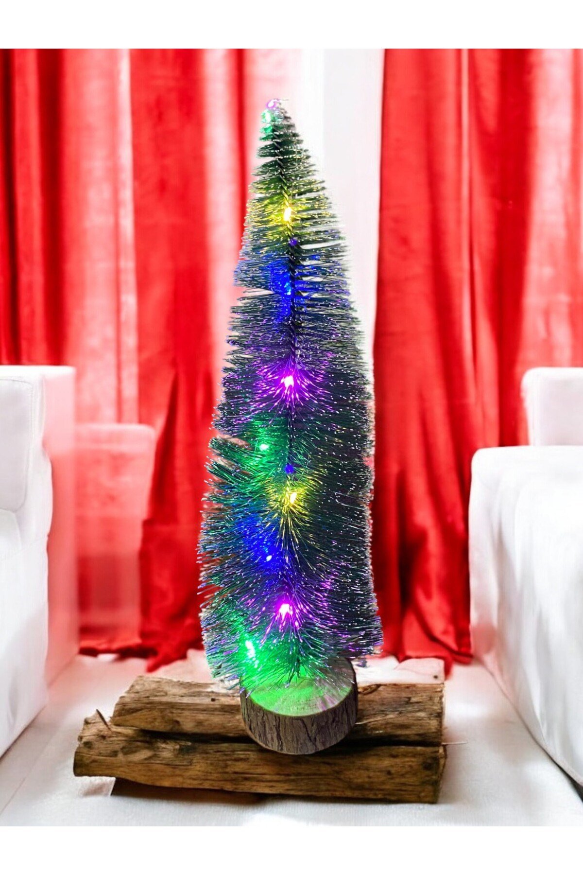 1 Adet 30 Cm El Yapımı Işıklı Çam Ağacı, Mini Çam Ağacı Masa, Ev Dekorasyonu Yılbaşı Hediyesi