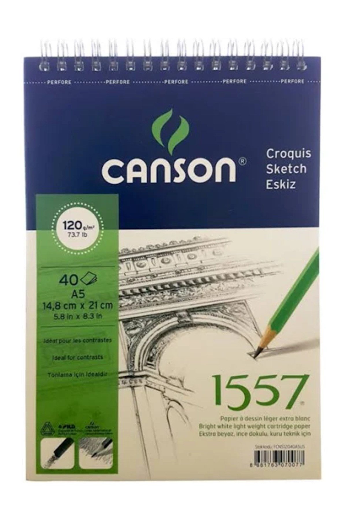 1557 Eskiz Defteri 120Gr. 40 Yaprak, A5
