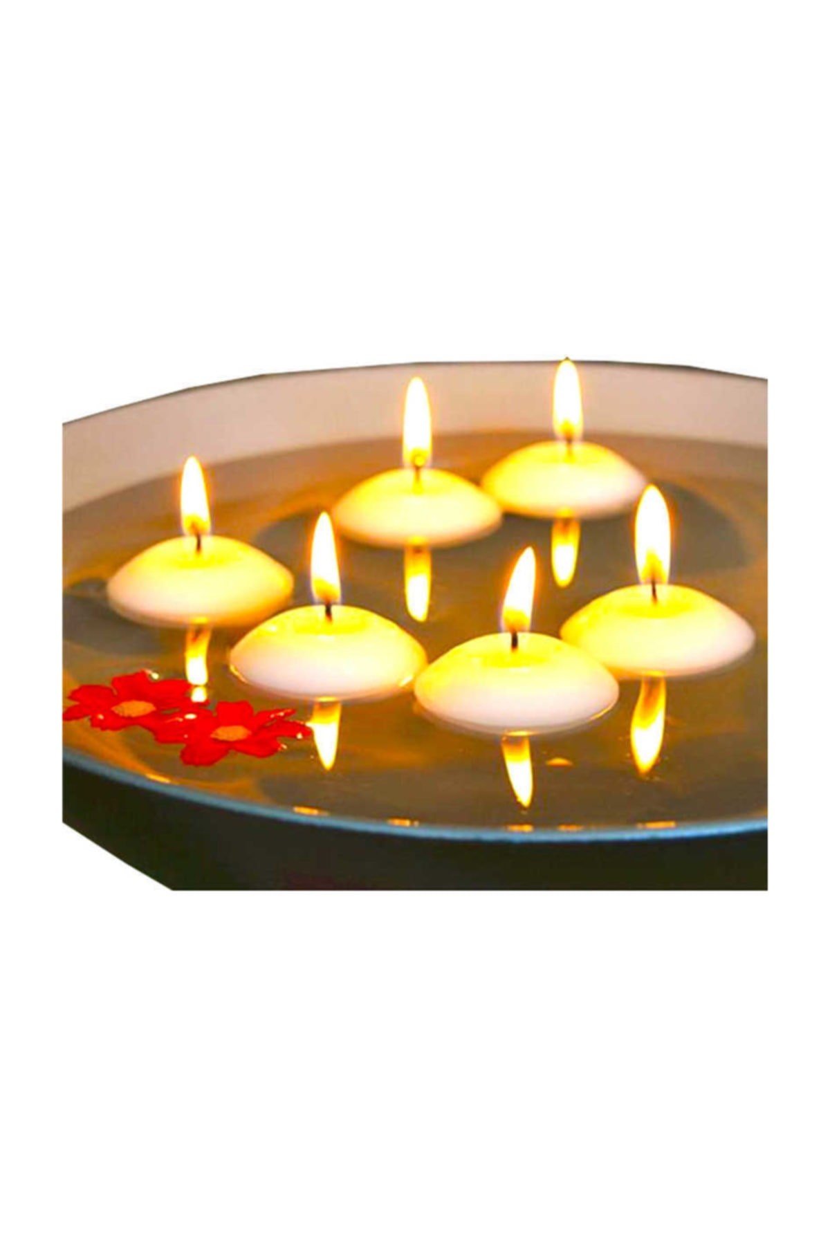 20 Adet Tea Light Suda Yüzen Mum Beyaz ( 3,5 cm)