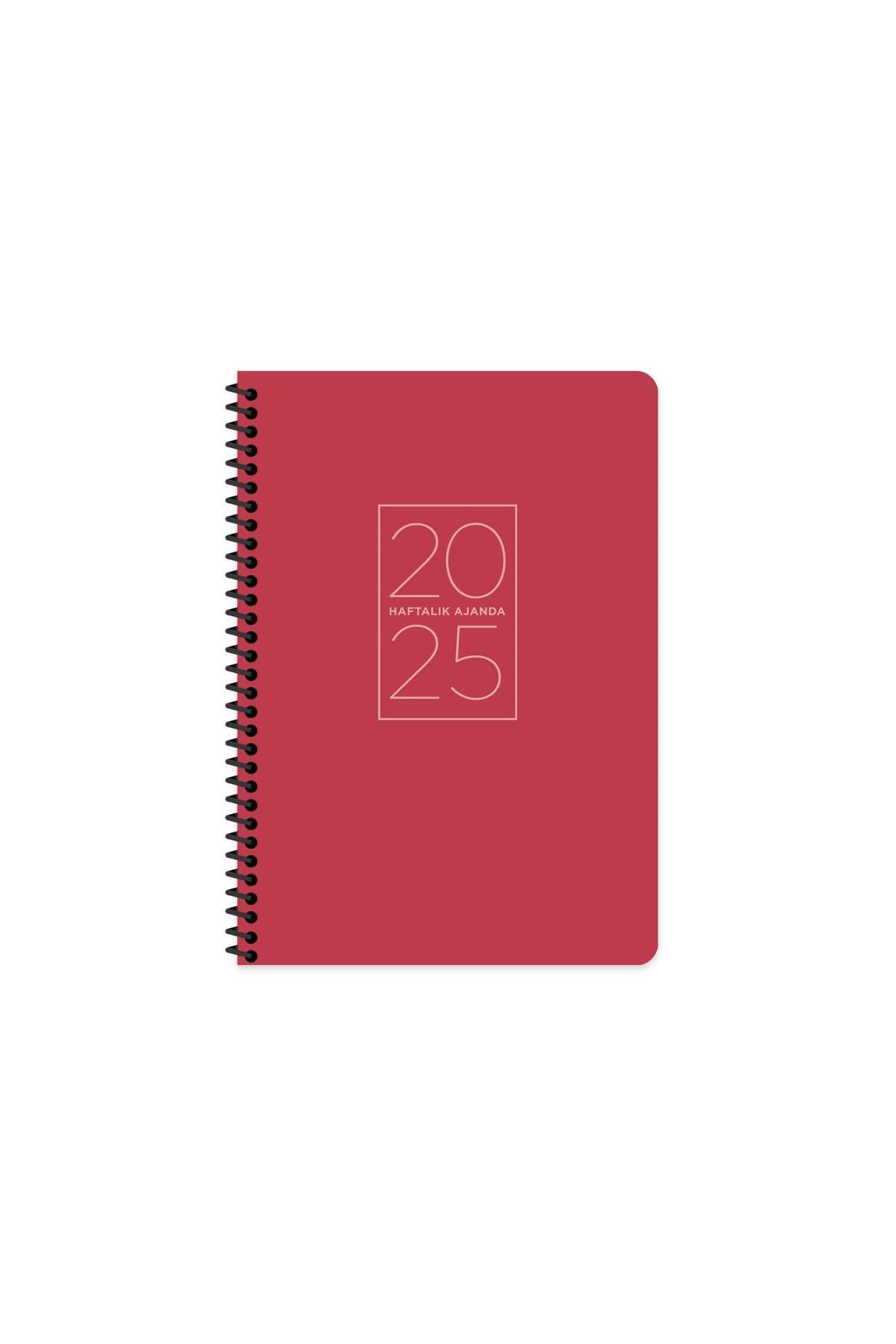 2025-17*24 Spiralli Günlük  Ajanda - Kırmızı