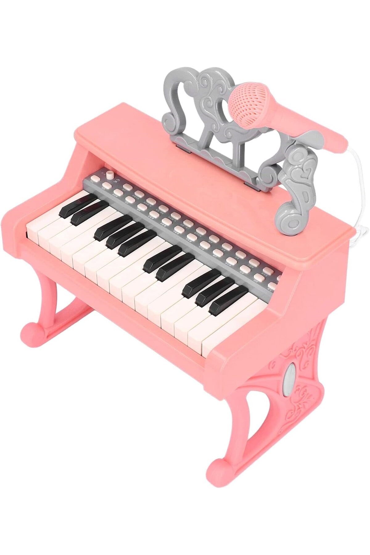 25 Tuşlu Pembe Elektronik Piyano Oyuncak - 36 cm Kutulu Melodili Ses Efektli Piyano Pembe