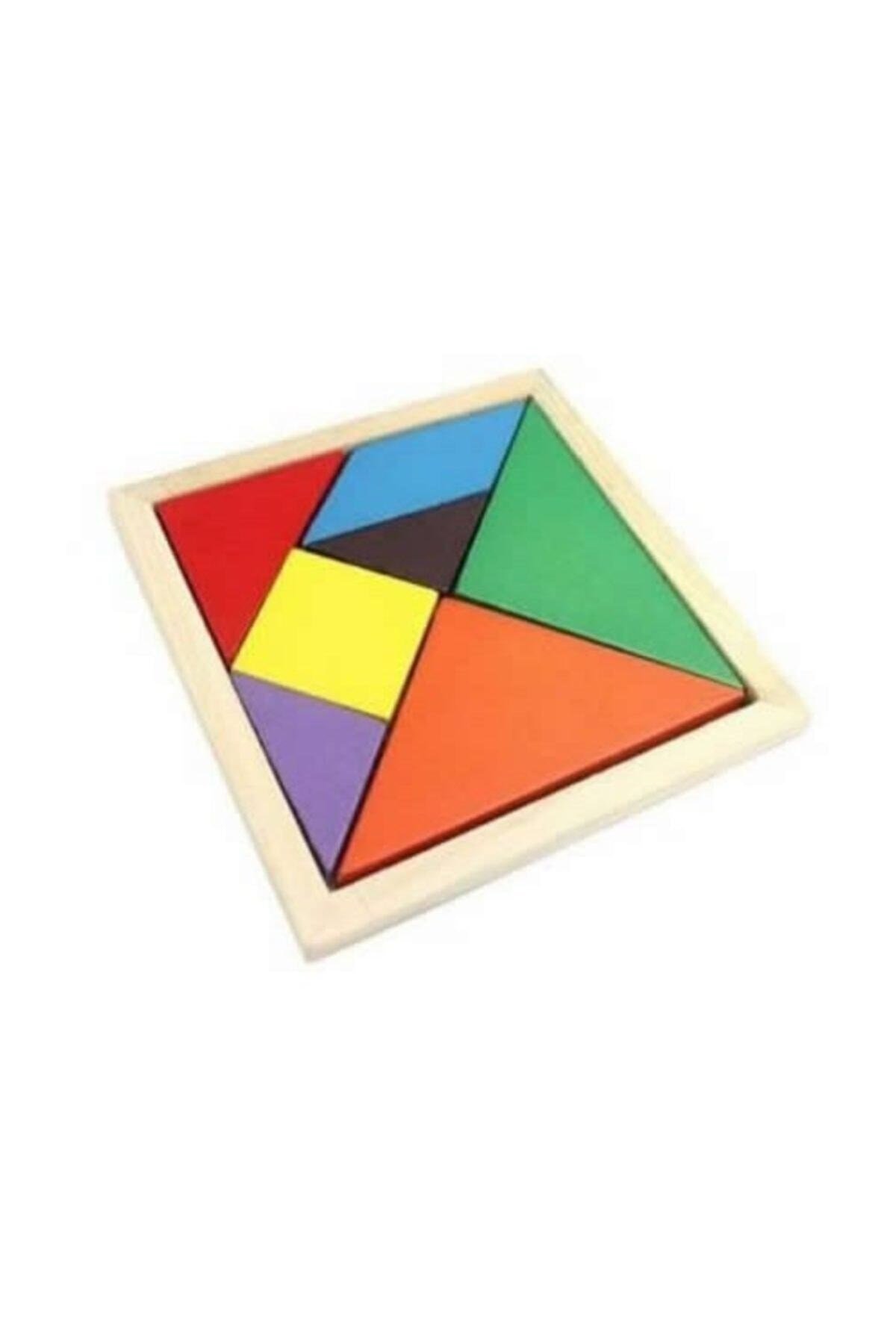 7 Parça Eğitici Renkli Ahşap Orta Boy Tangram Akıl Zeka Mantık Ve Strateji Oyunu