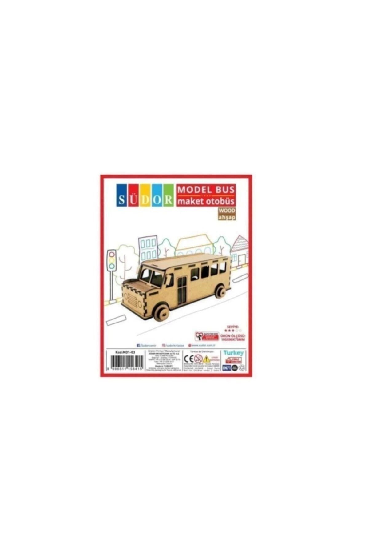 Ahşap Maket Otobüs Ürün Ölçüsü 195x90x75 Mm Kod: Md1-03