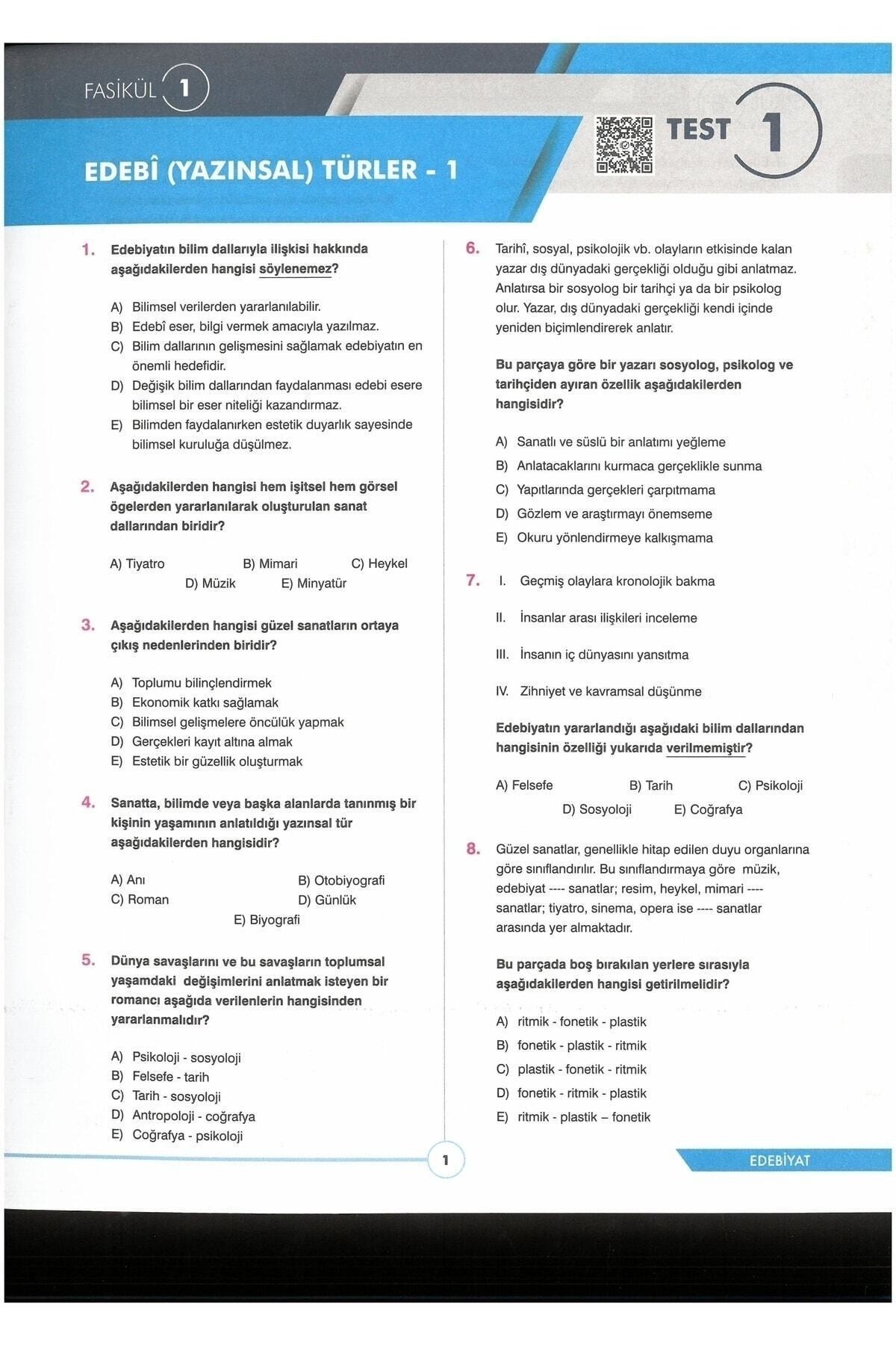 Ayt Edebiyat Soru Bankası Fasiküllü