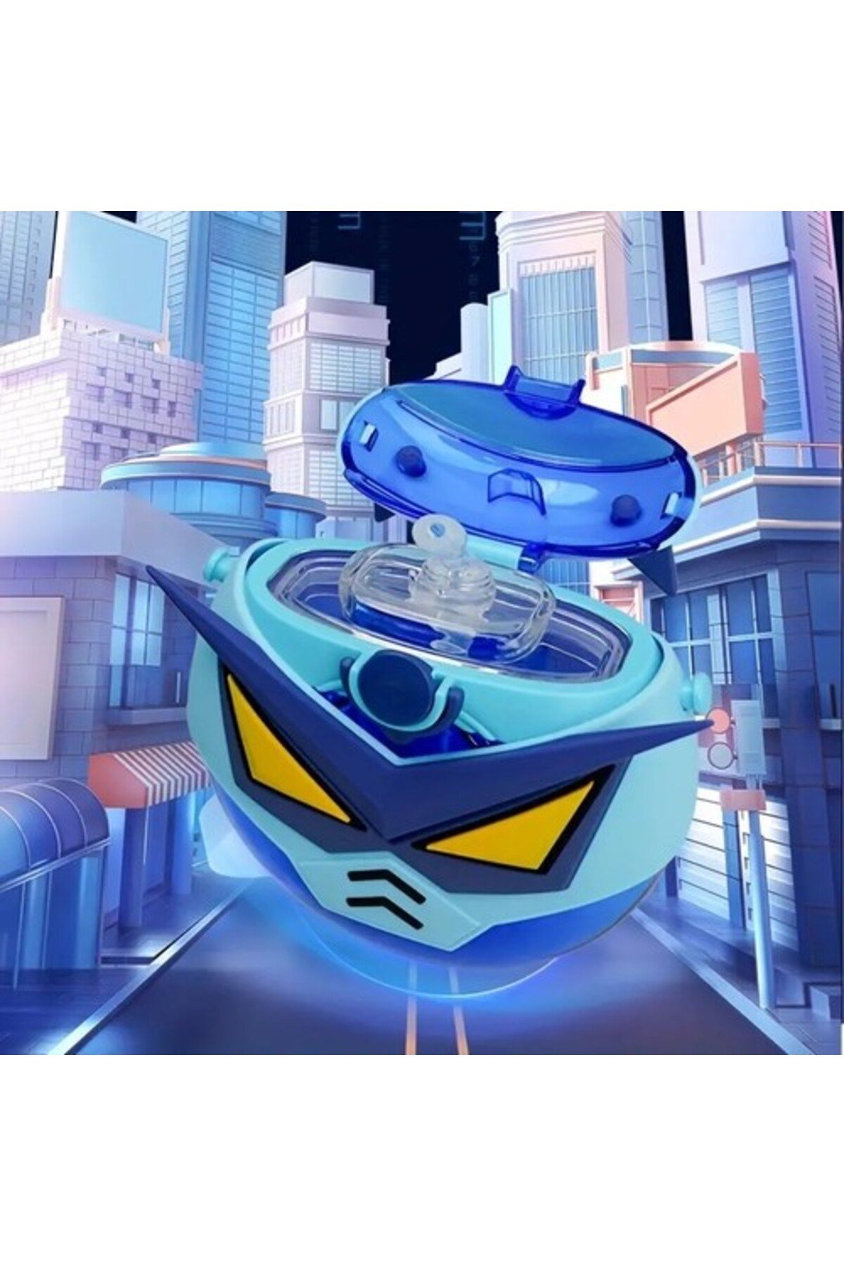 Coco Smile Cocosmile Özel Kutulu 630 ml Pipetli Robot Temalı Tritan Su Matarası -Boyun Askılı Mavi