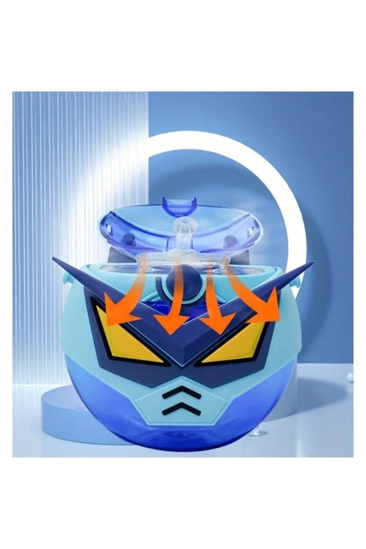 Coco Smile Cocosmile Özel Kutulu 630 ml Pipetli Robot Temalı Tritan Su Matarası -Boyun Askılı Mavi