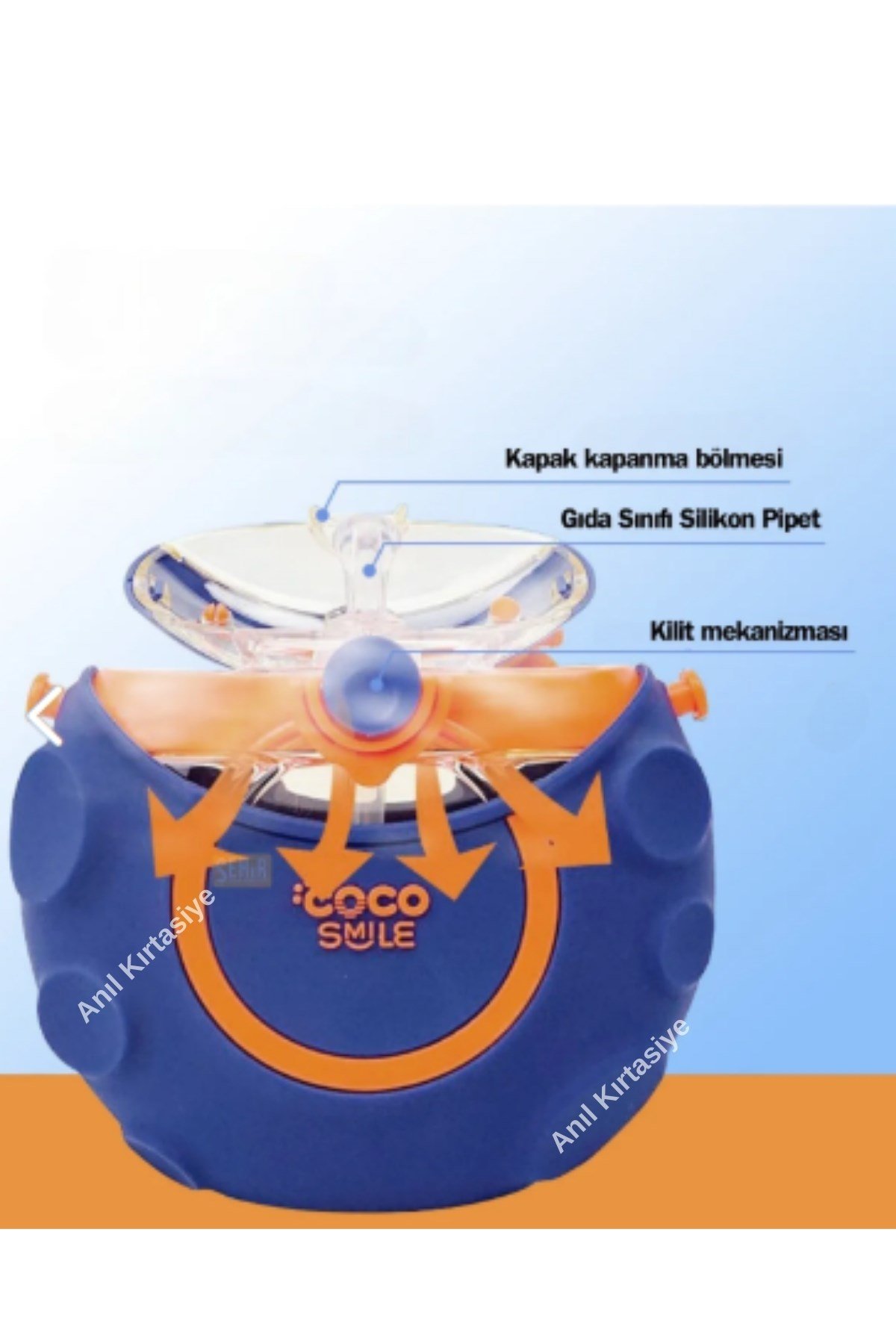 Cocosmile 630ml Silikon Sevimli Yeşil Dinozor Tema Kılıflı Pipetli Askılı Tritan Çocuk Matarası