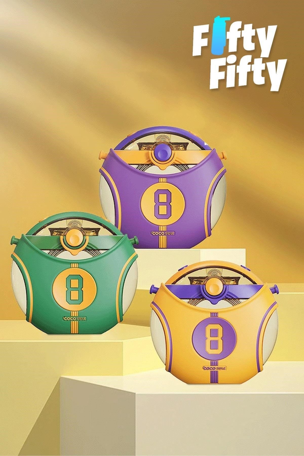 CocoSmile Özel Kutulu 630 ML Pipetli NBA Lakers Temalı Tritan Su Matarası Boyun Askılı 3 Farklı Renk