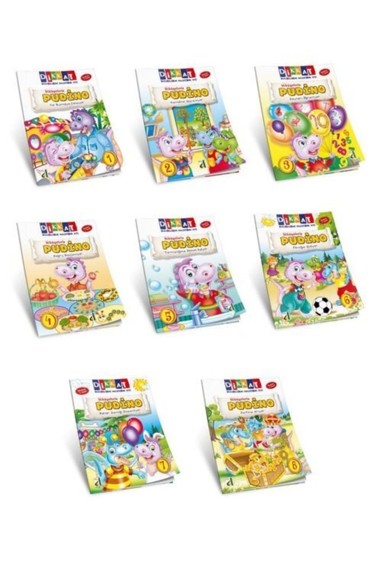 Dikkat Becerilerini Geliştirme Seti - Hikayelerle Pudino 8 Kitap Takım