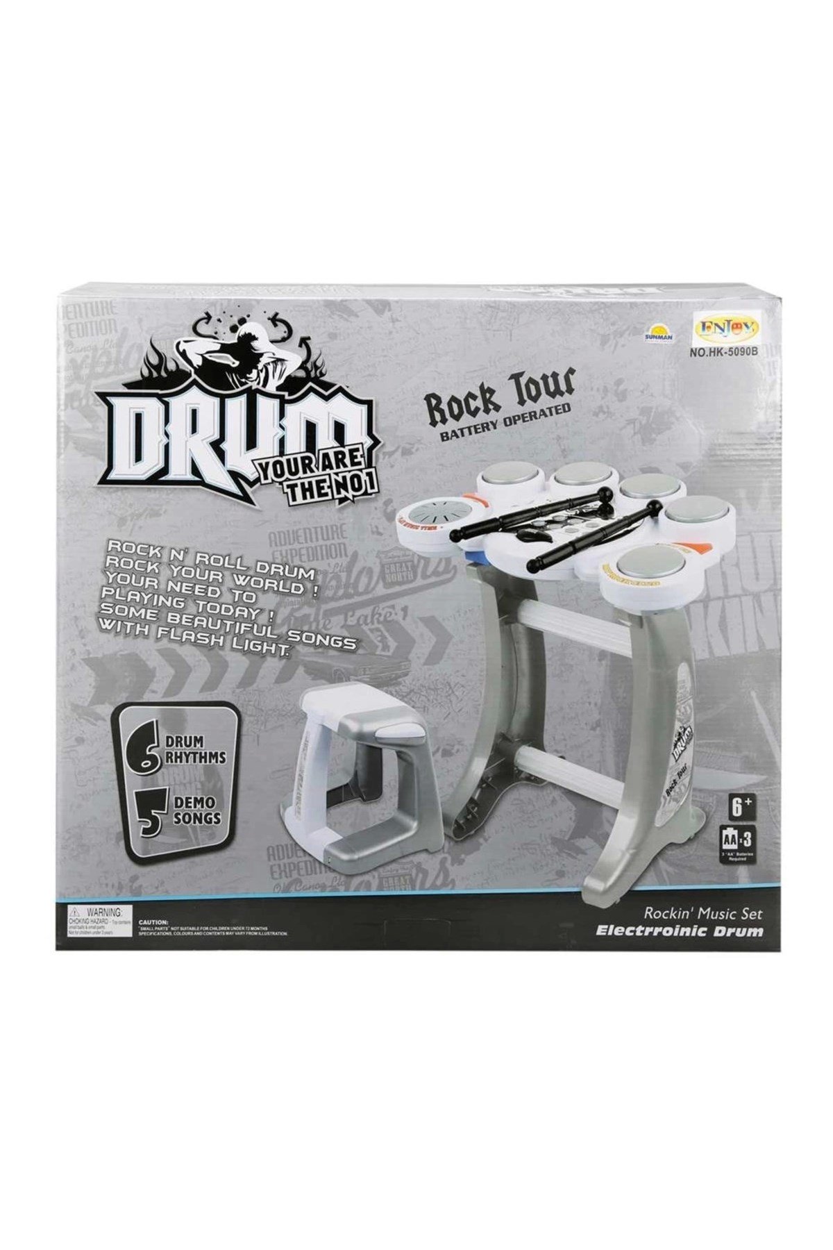 Drum Rock Elektronik Davul Seti Tabureli Müzikli Işıklı