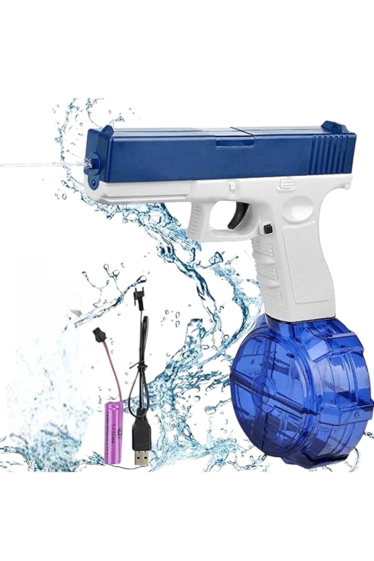 Elektrikli Otomatik Atış Yapan Su Tabancası 10 Metre Menzilli 500 Ml. Depolu 20 Cm.