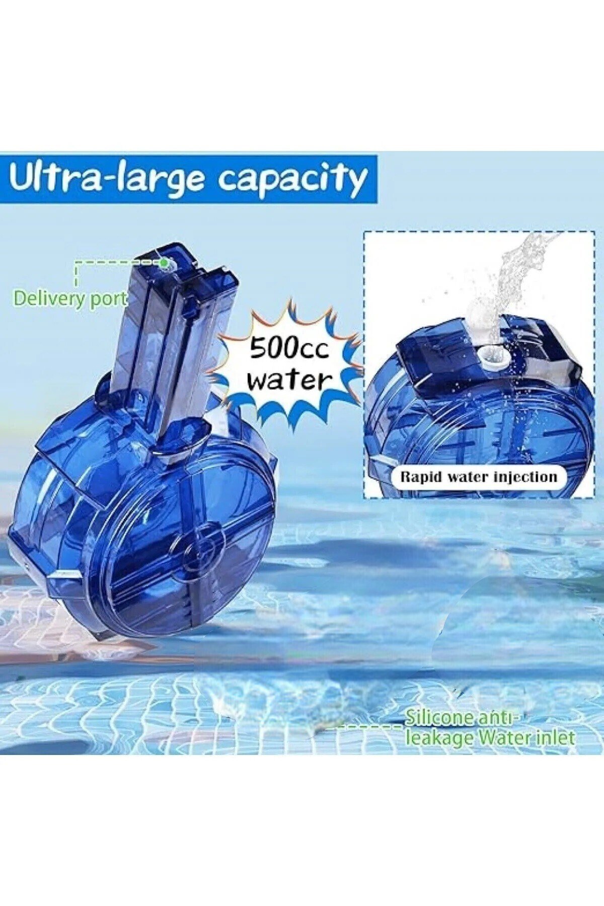 Elektrikli Otomatik Atış Yapan Su Tabancası 10 Metre Menzilli 500 Ml. Depolu 20 Cm.
