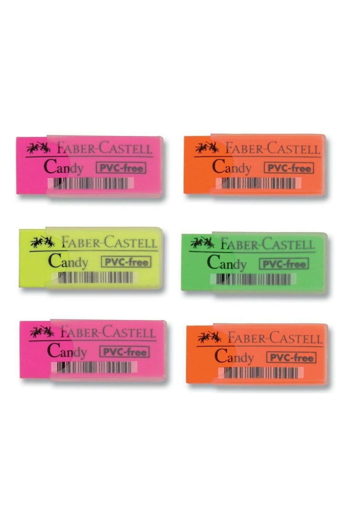 Faber Candy Renkli Silgi Plastik Kılıflı Büyük Boy (6 Adet)
