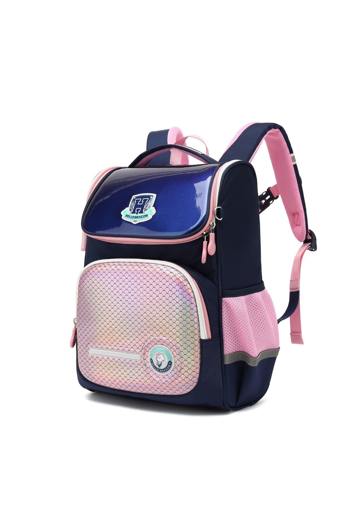 Hello Dragon Unisex Omurga Koruyucu Laptop&Sırt Çantası Lacivert - Pembe