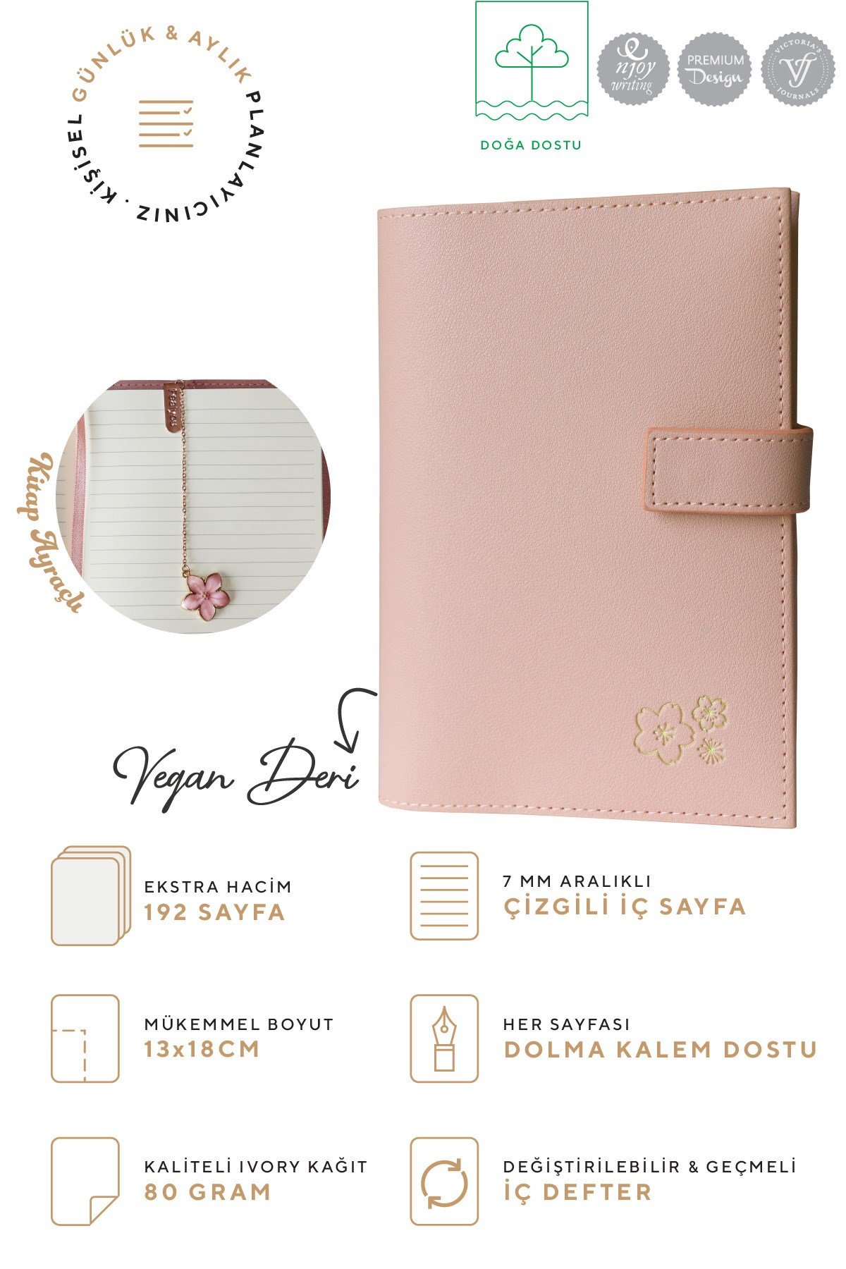 Kutulu Defter 13x18 cm Ivory 96 yaprak (Kitap Ayraçlı)