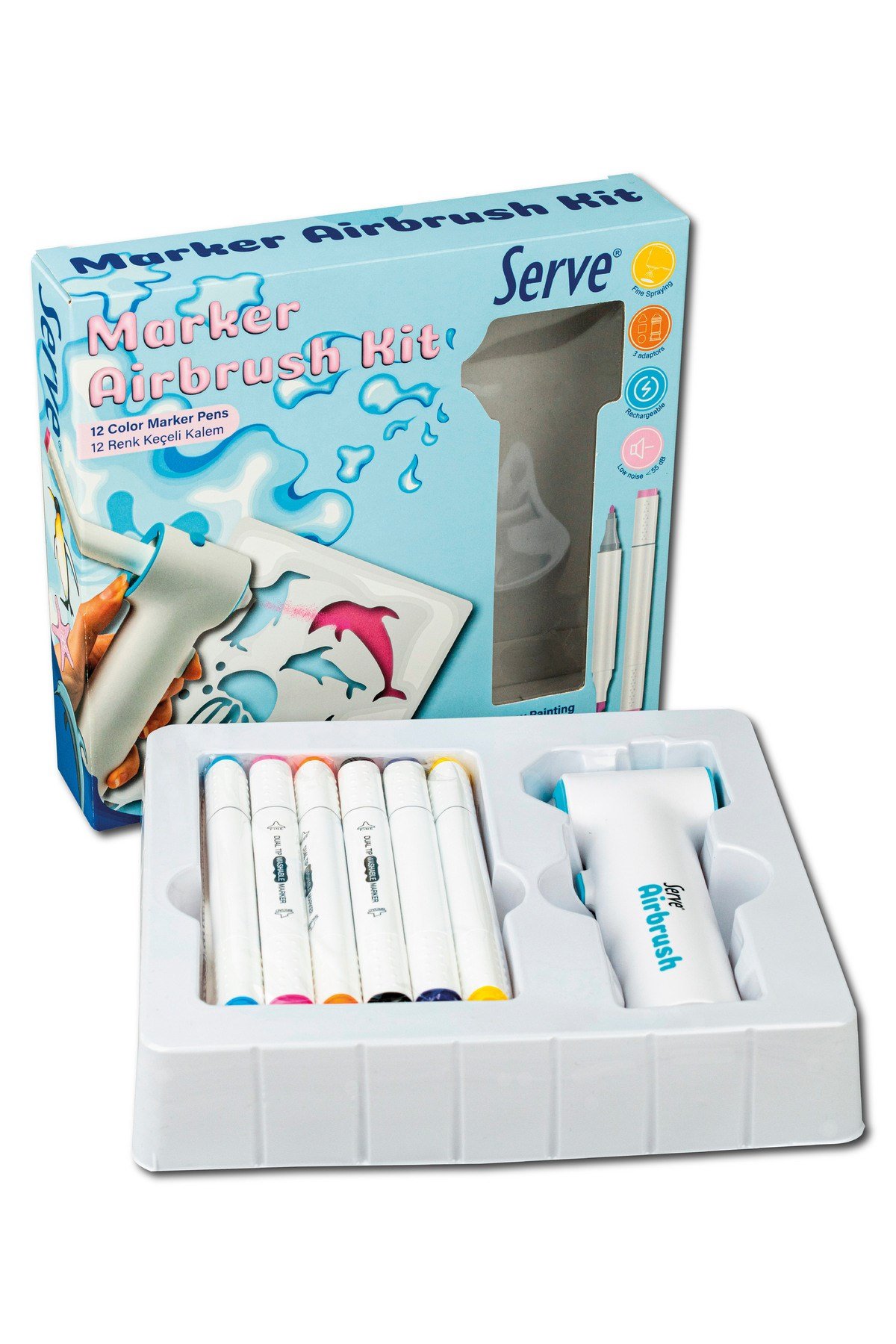 Marker Airbrush Kit - 12 Adet Keçeli Kalem