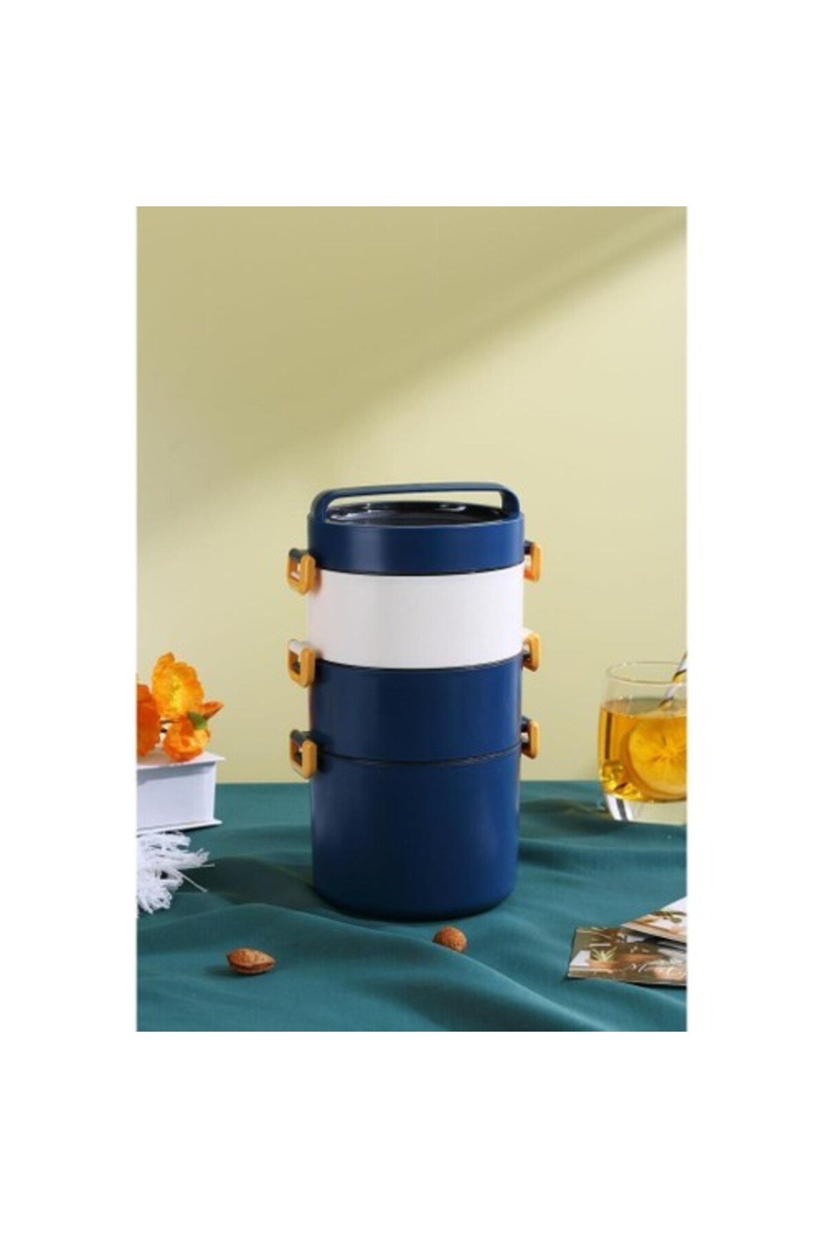 Paslanmaz Çelik Yemek Kutusu 1800ml Mavi
