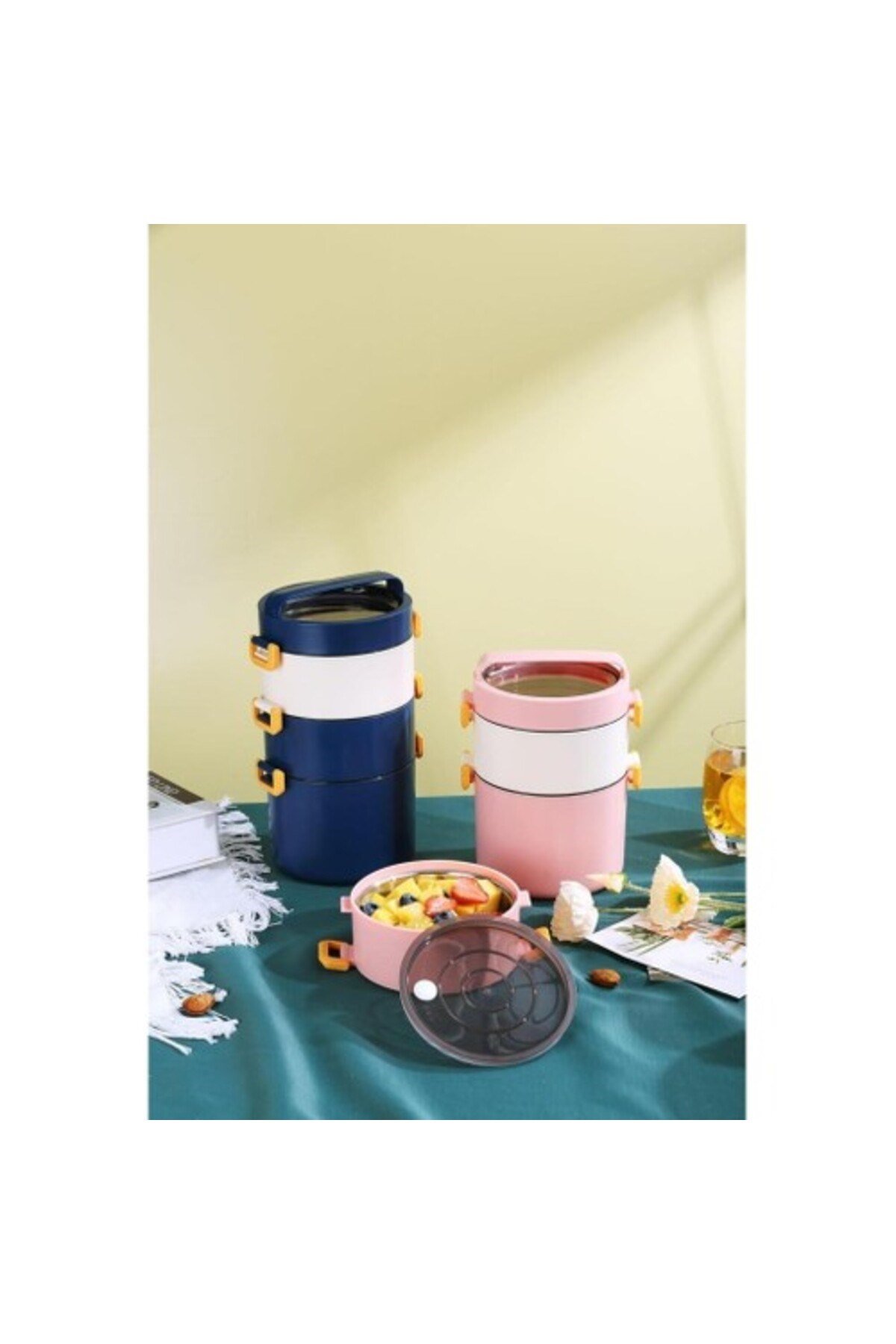 Paslanmaz Çelik Yemek Kutusu 1800ml Mavi