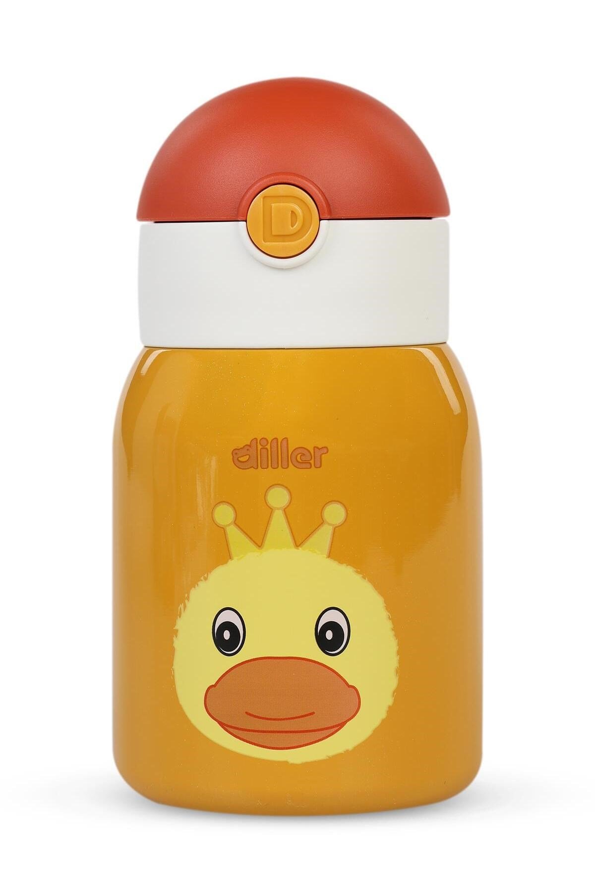 Pipetli Çelik Termos Matara 300 ml - Sarı