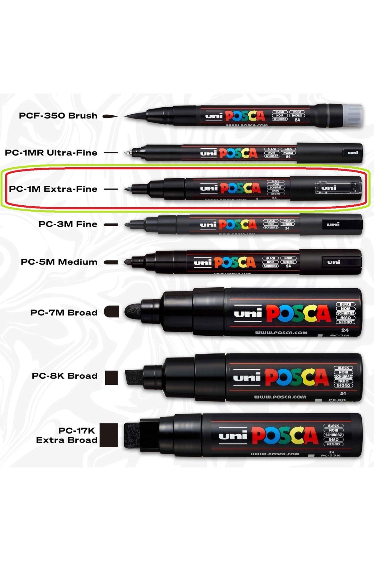 Posca 8'li Ana Renk Set (EN ÇOK TERCİH EDİLEN 8 ANA RENK) Pc-1m (0.7mm) Poska Pc1m Pc - 1m