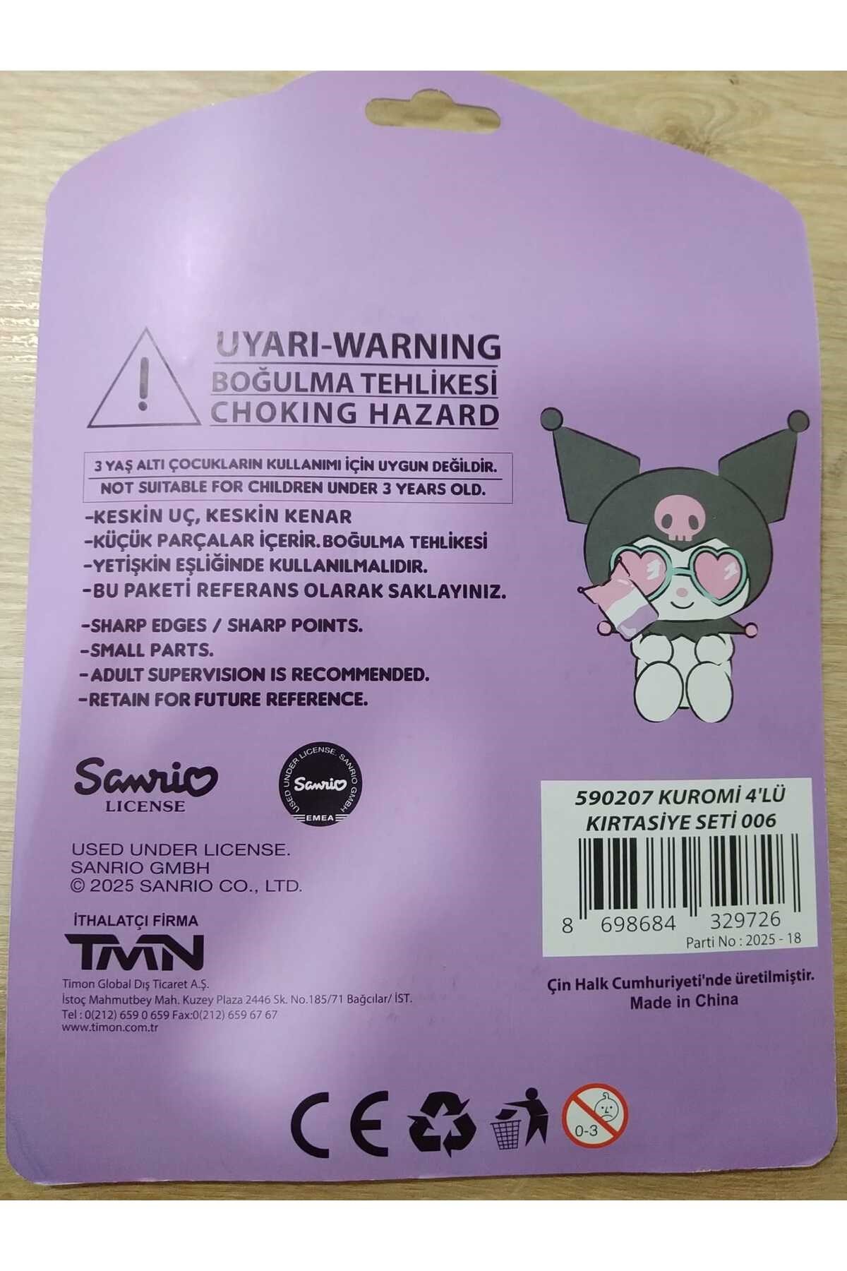 Sanrio Lisanslı Kuromi Kırtasiye Seti – 4'lü