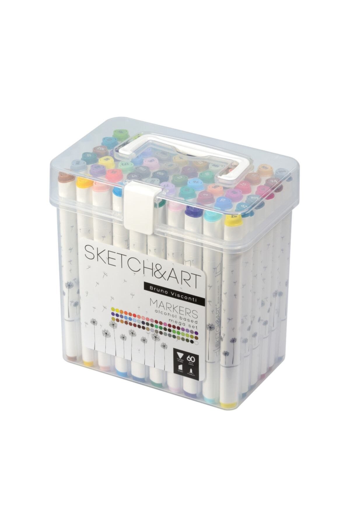 Sketch & Art Çift Taraflı Marker Kalem Seti Plastik Kutulu 60 Renk