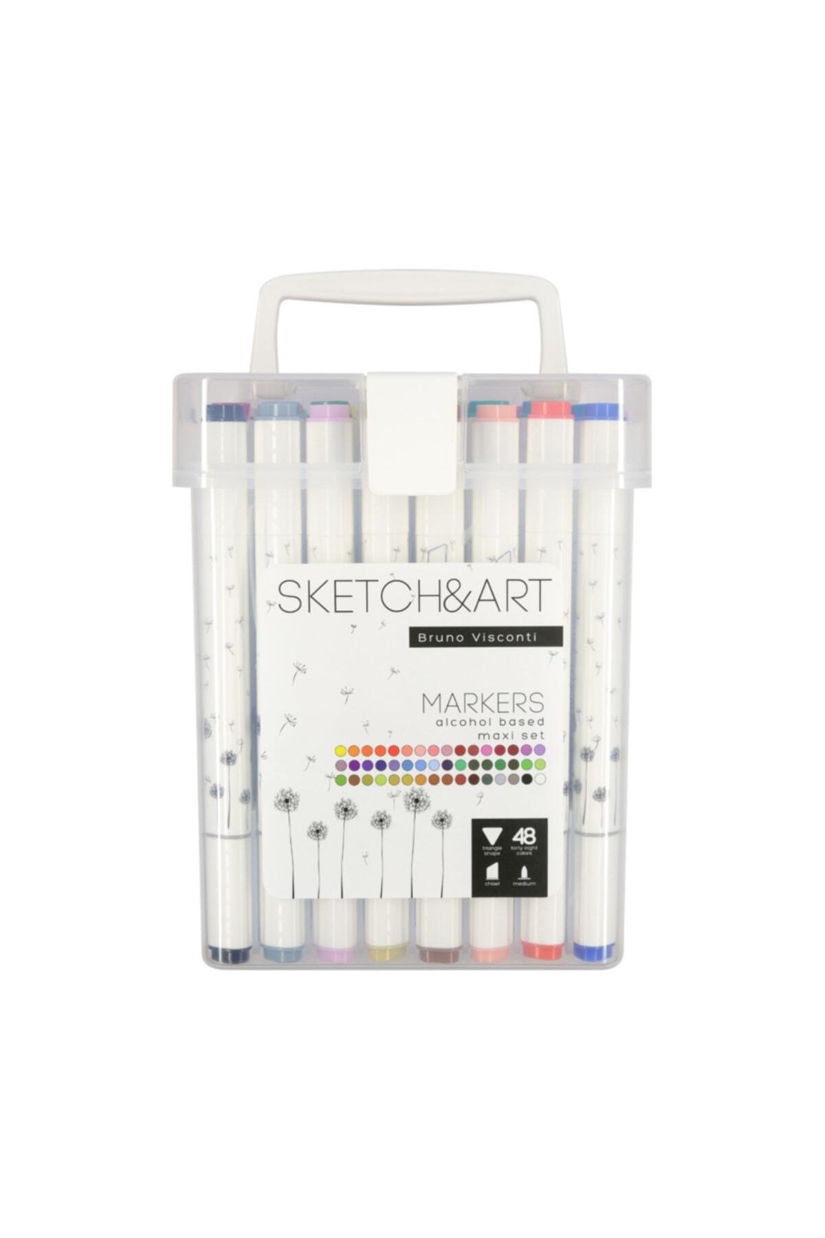 Sketch & Art Çift Taraflı Marker Kalem Seti Plastik Kutulu-48 Renk